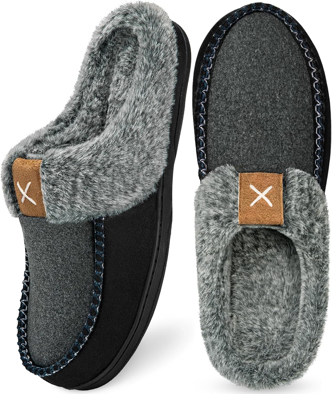 Homitem Men's Memory Foam Slippers,Fuzzy Wool-Like Plush Fleece Lined House Shoe...