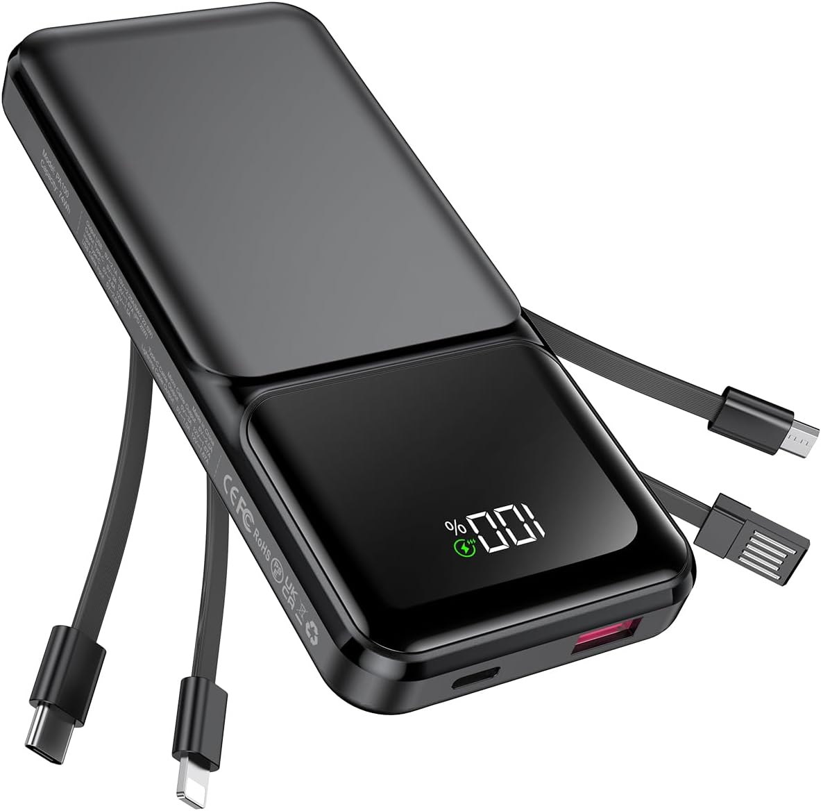 Portable Charger with Built in Cable - 22.5W Fast Charging 20000mAh Slim Power B...