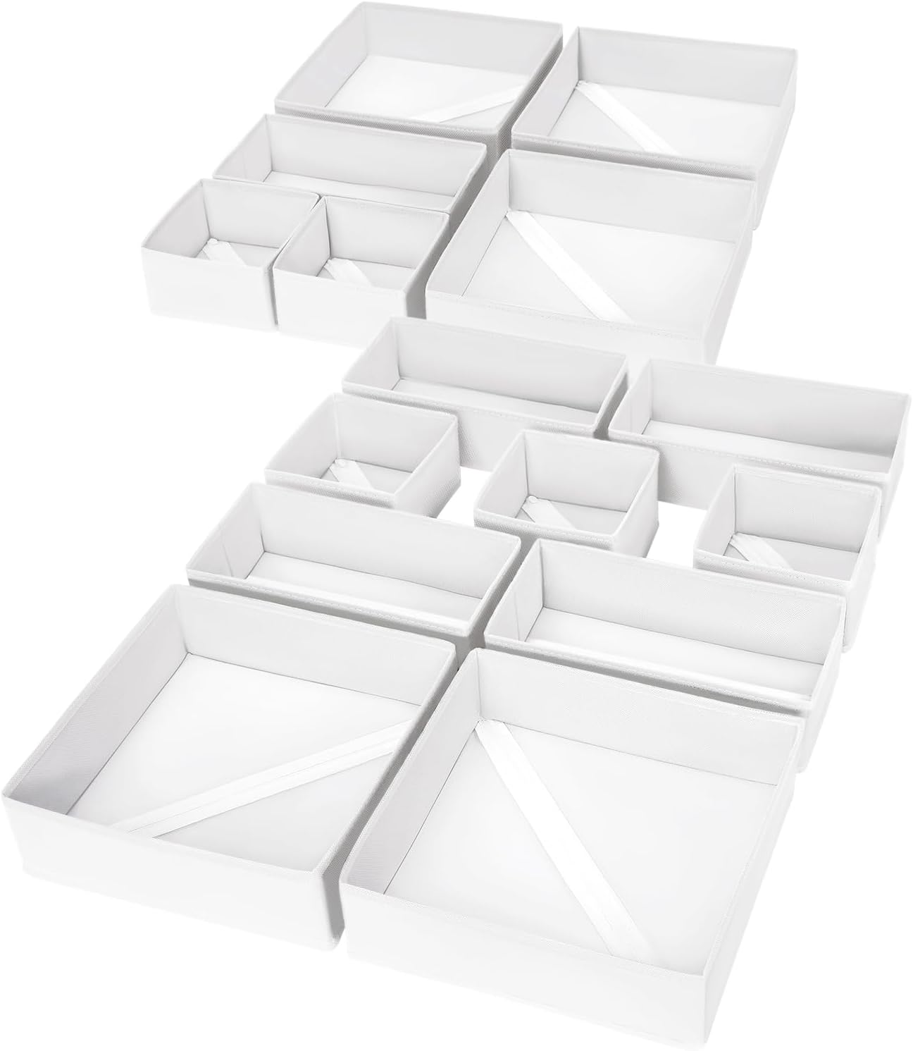 DIMJ Drawer Organizer Clothes, 15 Pack Fabric Drawer Organizer Bins, Foldable Ba...