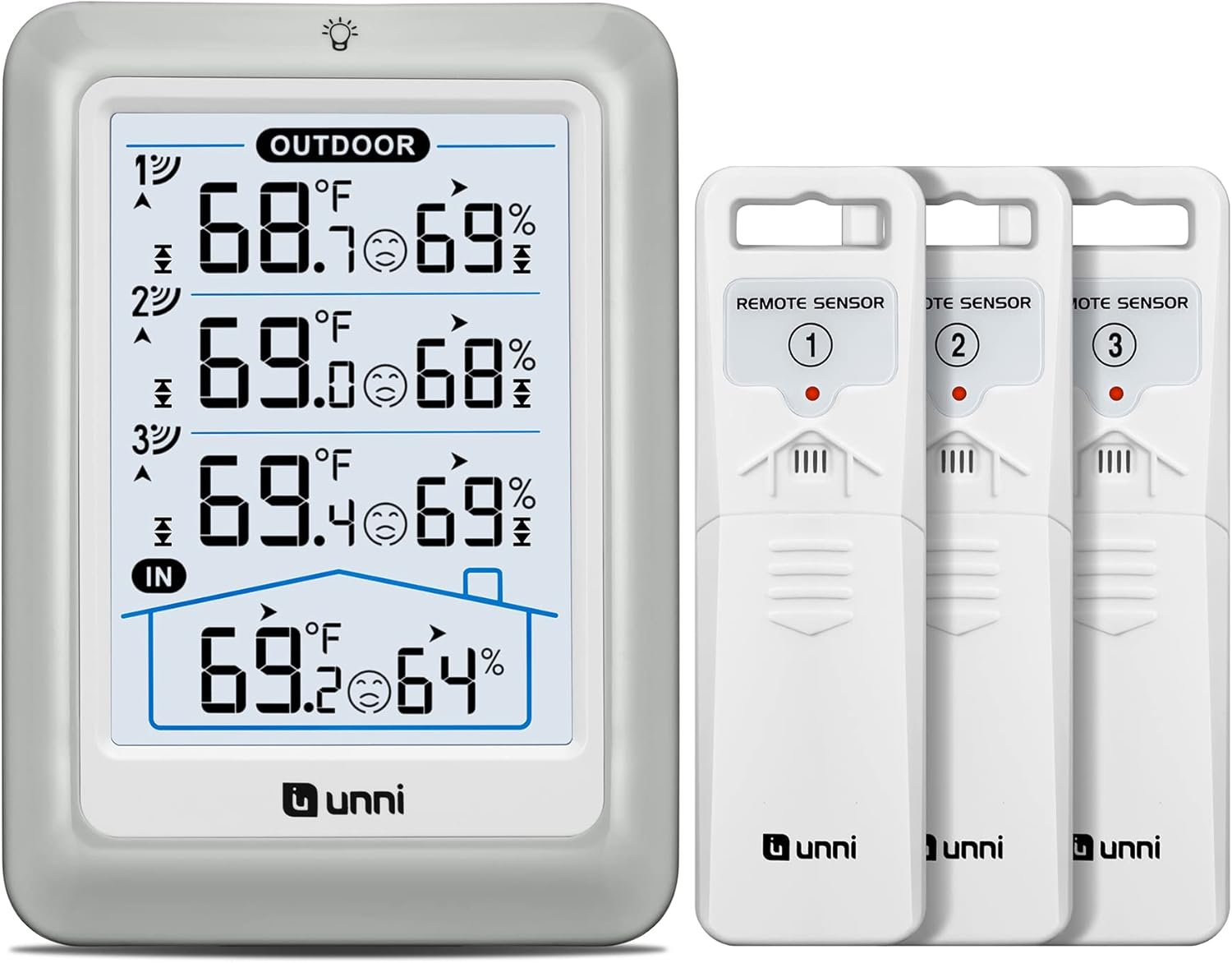 Indoor Outdoor Thermometer Wireless, 4.5 Inch Display Digital Hygrometer Thermom...