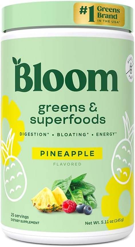 Bloom Nutrition Superfood Greens Powder, Digestive Enzymes with Probiotics and P...