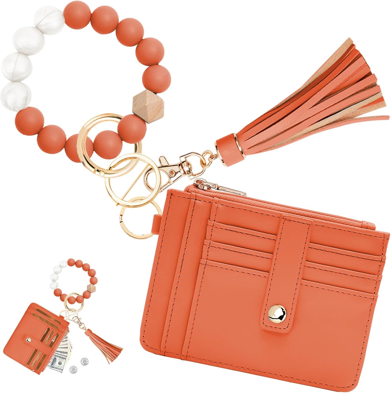 KNGITRYI Wallet Keychain Wristlet for Women,Slim RFID Credit Card Holder Purse T...