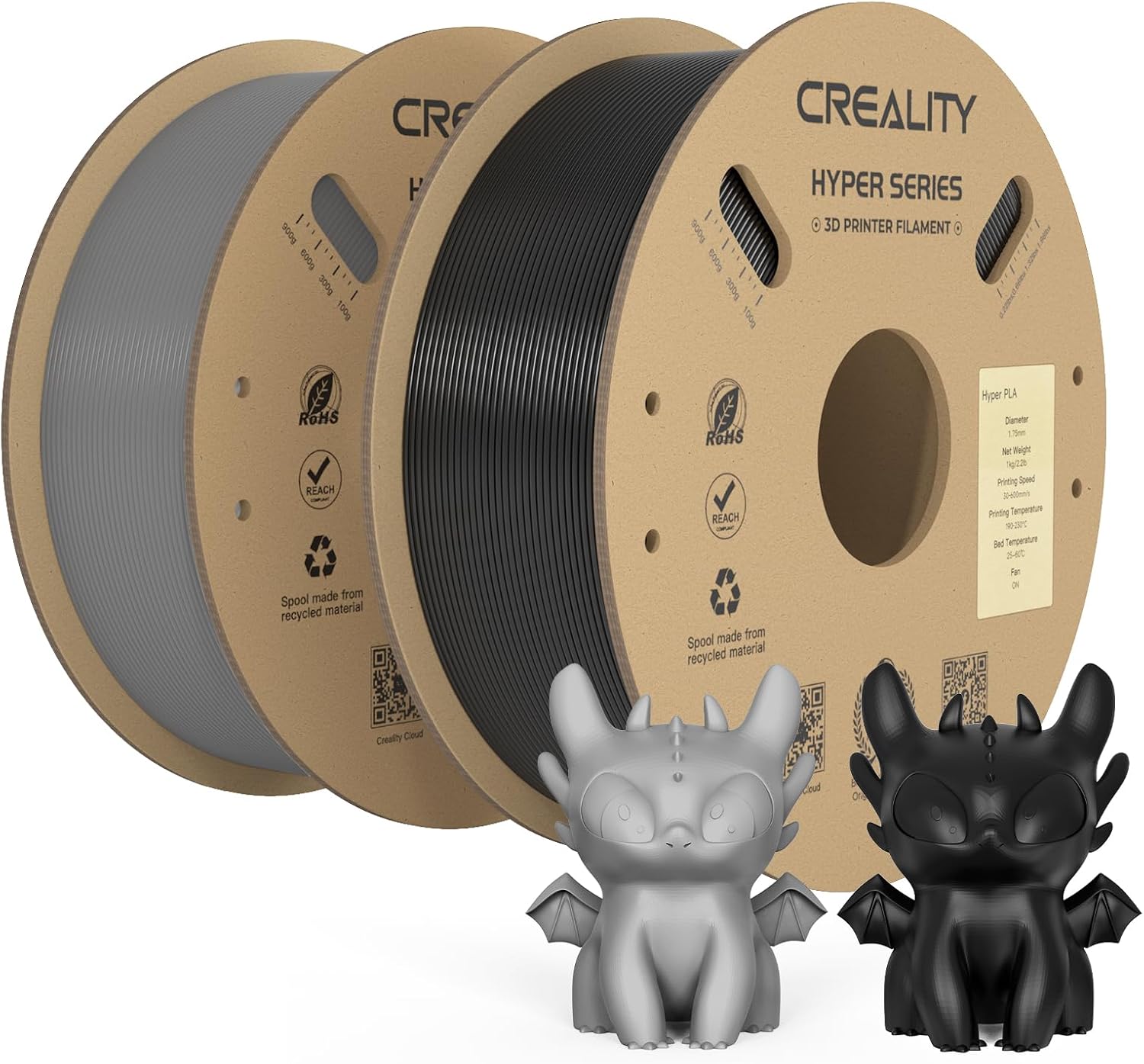 Creality Official Hyper PLA Filament Black + Grey 2KG, 3D Printer Filament for H...