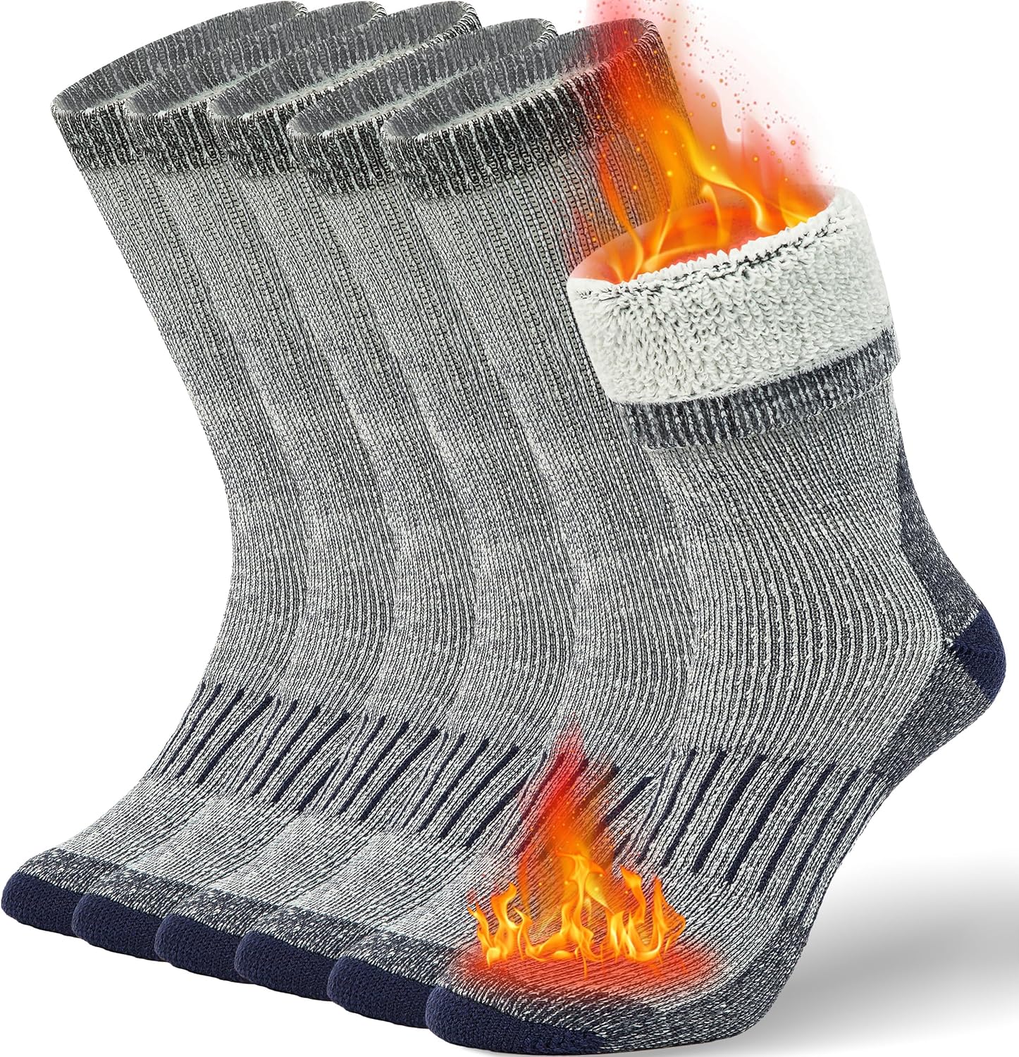 Buttons & Pleats Premium Merino Wool Hiking Socks Outdoor Trail Crew Socks Mediu...