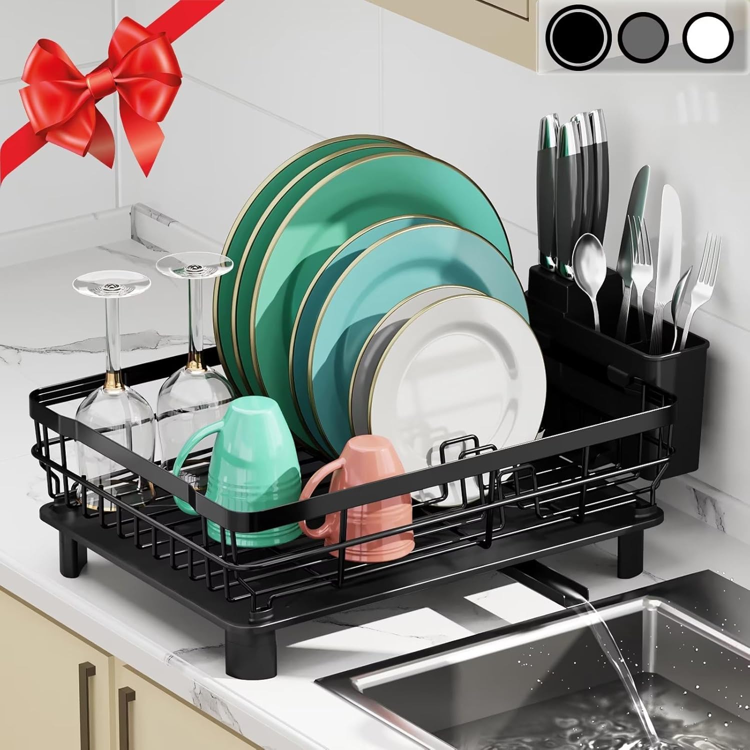 MOUKABAL Dish Drying Rack, Dish Rack, Stainless St...
