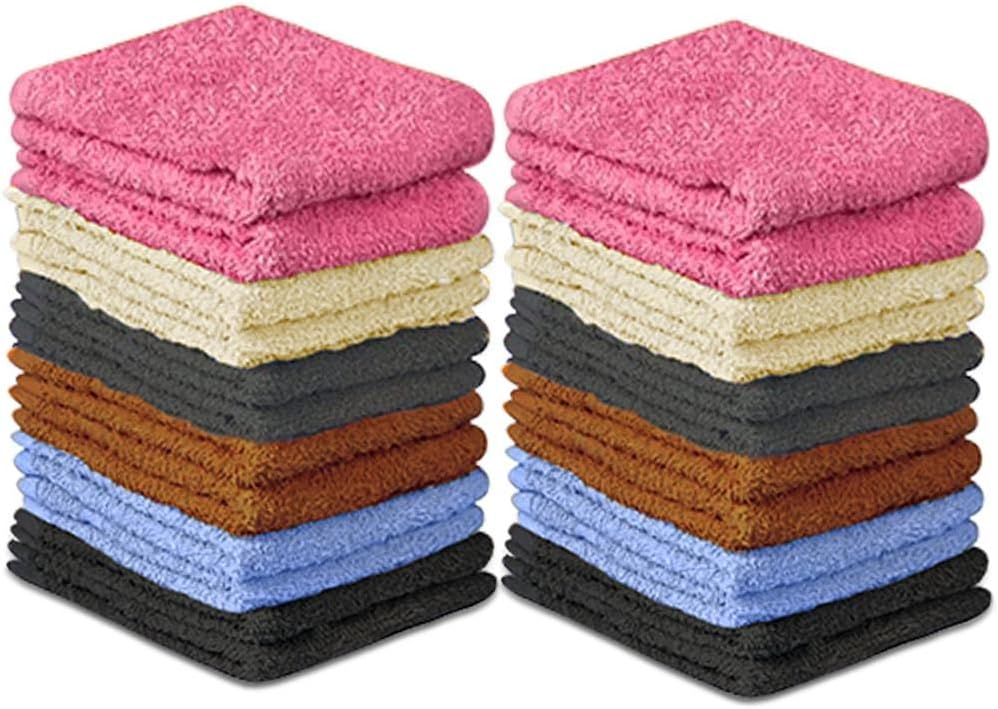 100% Cotton - Wash Cloth Set - 12x12 Pack of 24, Flannel Face Cloths, Highly Abs...