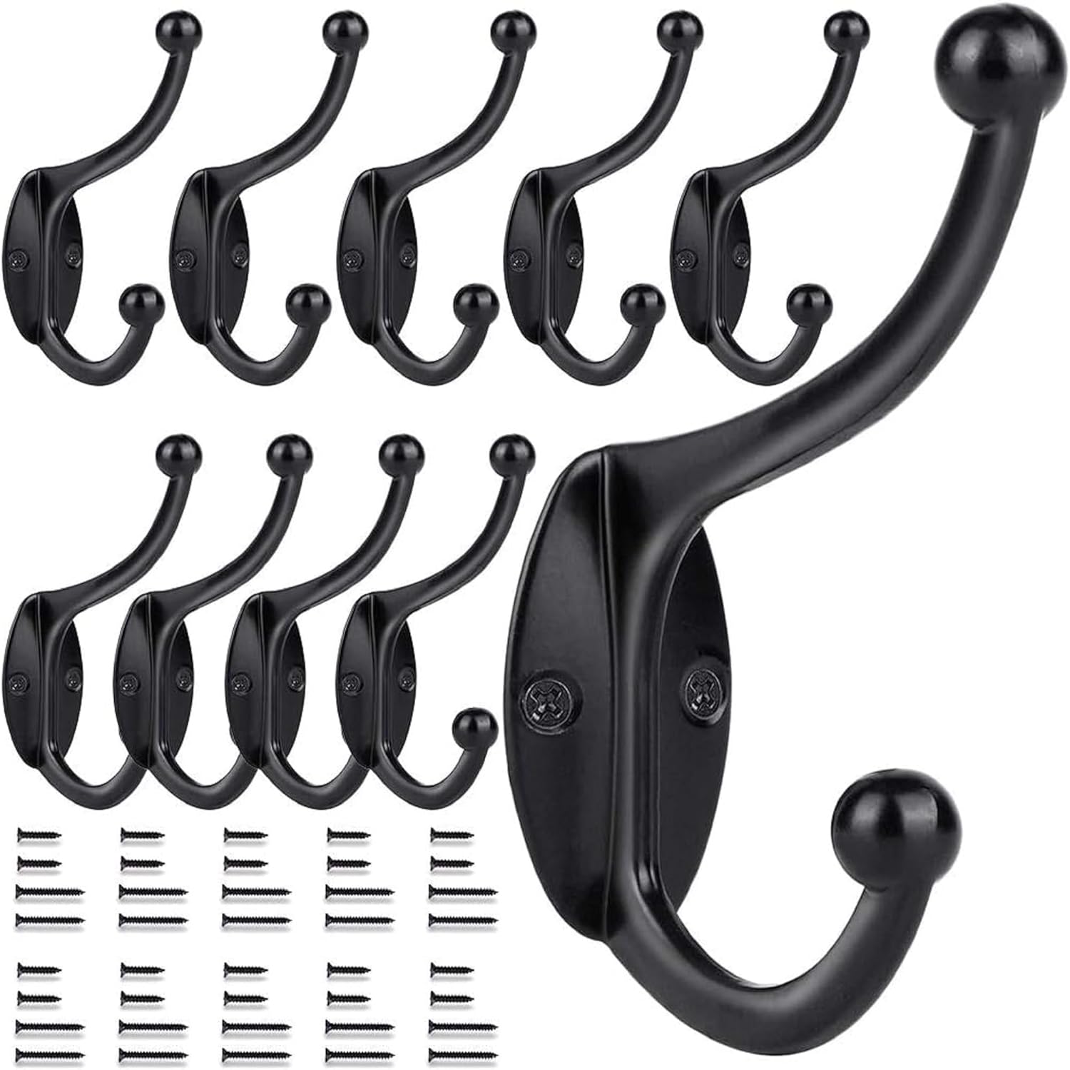GlazieVault Black Coat Hooks for Wall - Zinc Alloy...