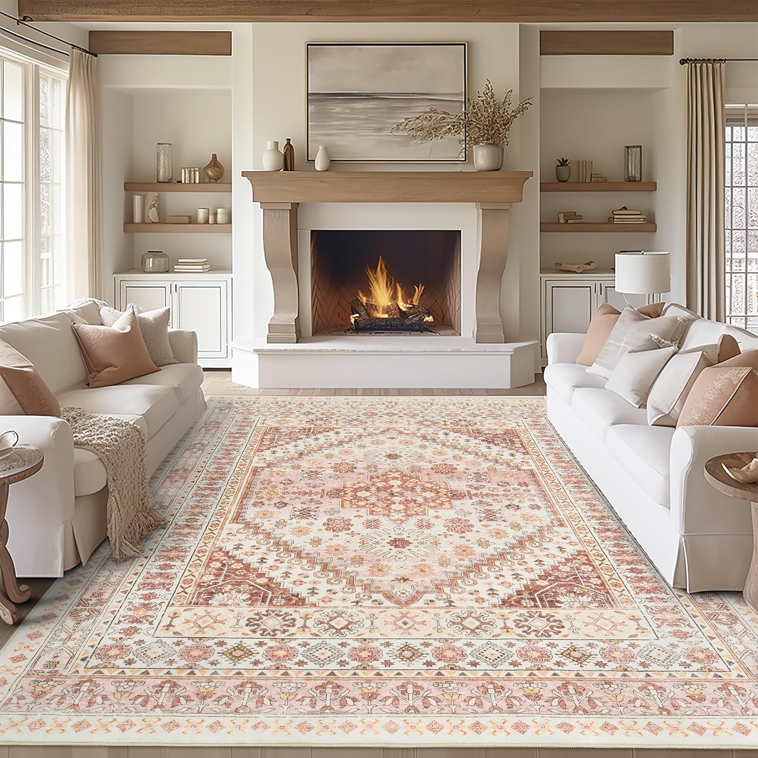 zesthome 8x10 Area Rugs for Living Room,Non-Slip Backing Washable Rugs,Vintage L...