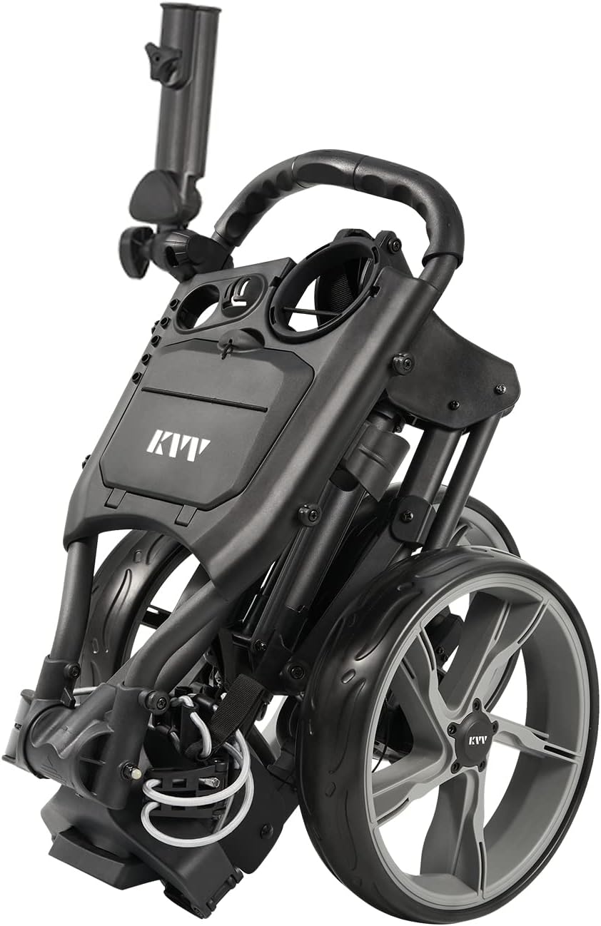 KVV 3 Wheel Golf Push Cart Ultra Lightweight Smallest Folding Size, New-Version...