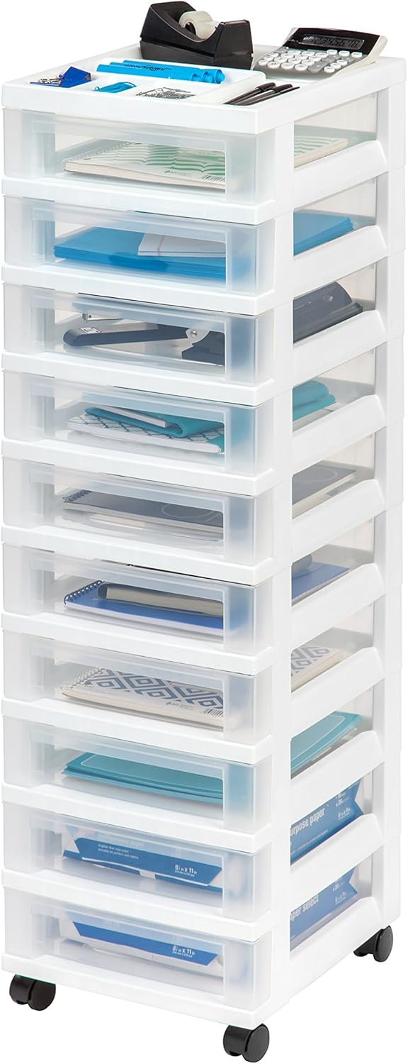 IRIS USA Plastic Drawer Storage Organizer Rolling...