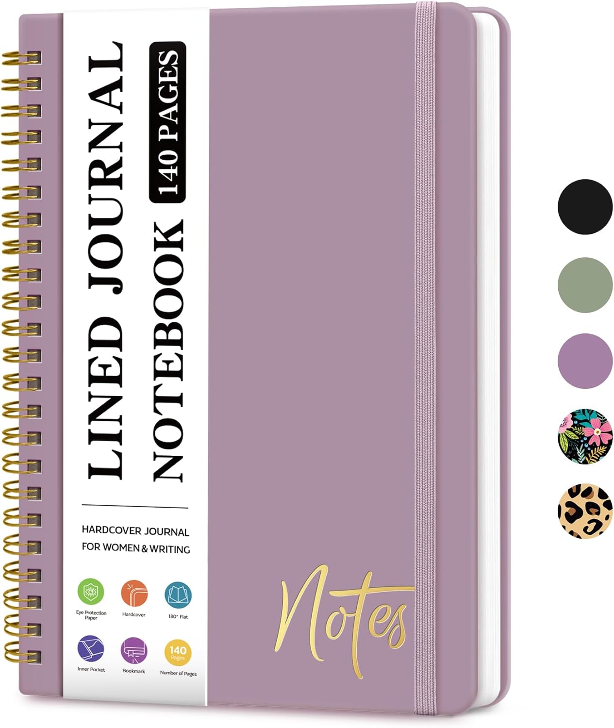 Lined Spiral Journal Notebook for Women, A5 College Ruled Journals for Writing,...