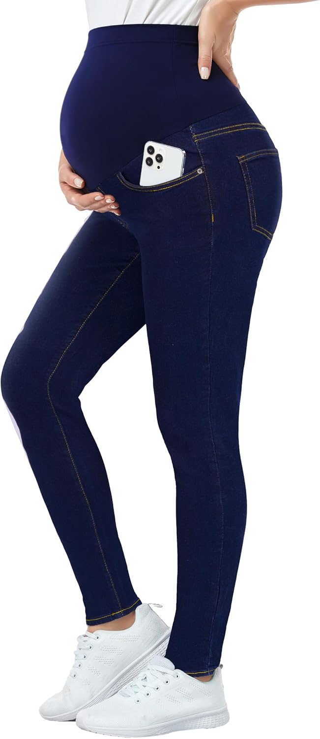 PACBREEZE Women's Maternity Jeans Over Belly Skinny Stretchy Denim Pants Comfy S...