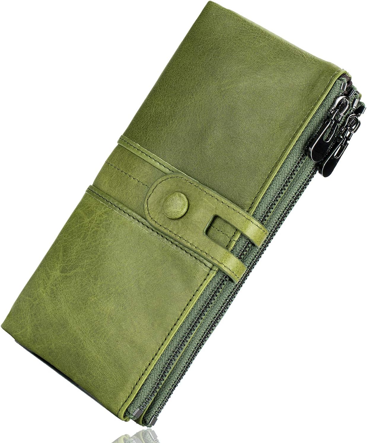 Roulens Genuine Leather Women's Wallets,Multi-Function Slim Bifold Zipper Clutch...