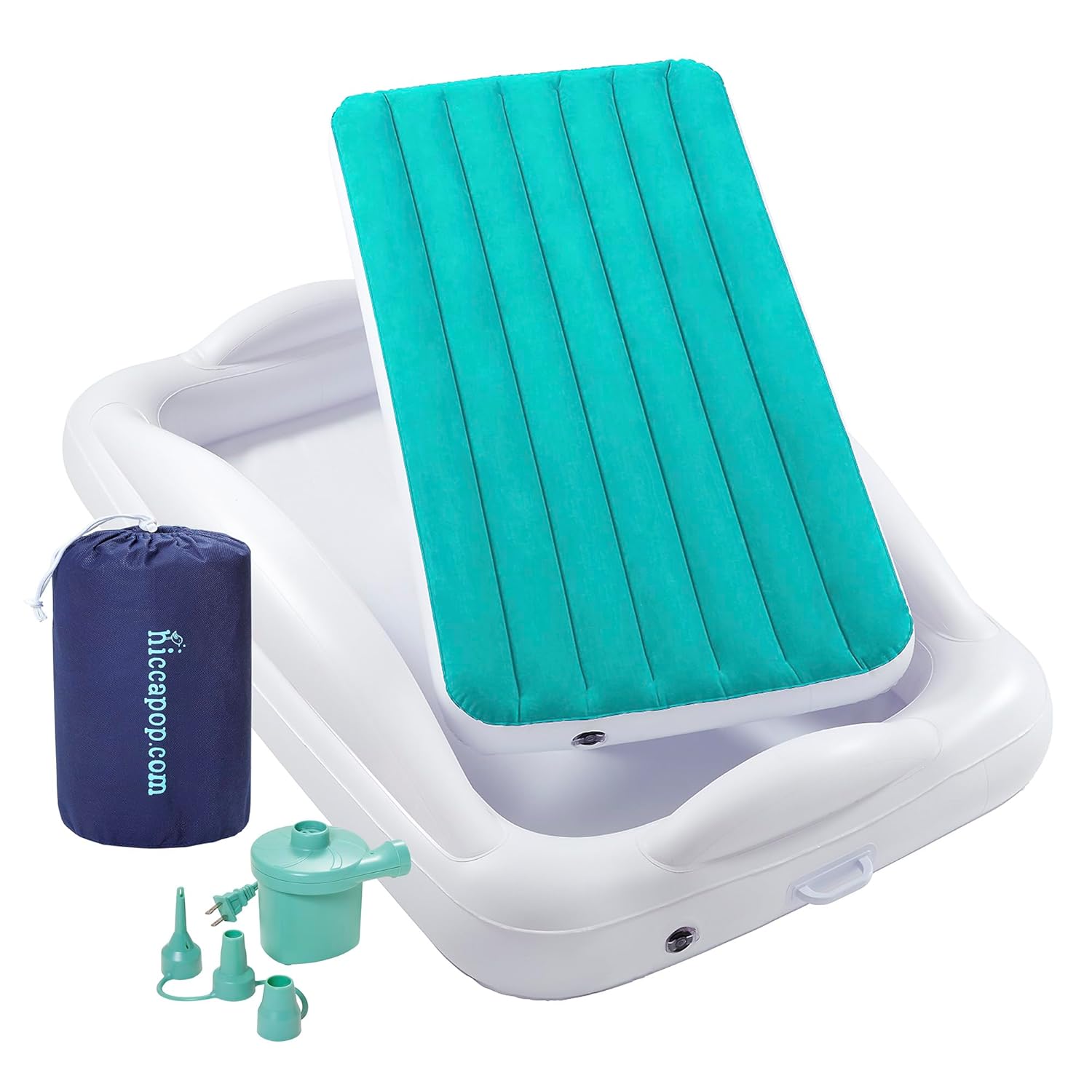 hiccapop Inflatable Toddler Travel Bed with Safety Bumpers [4-Sided] | Portable...