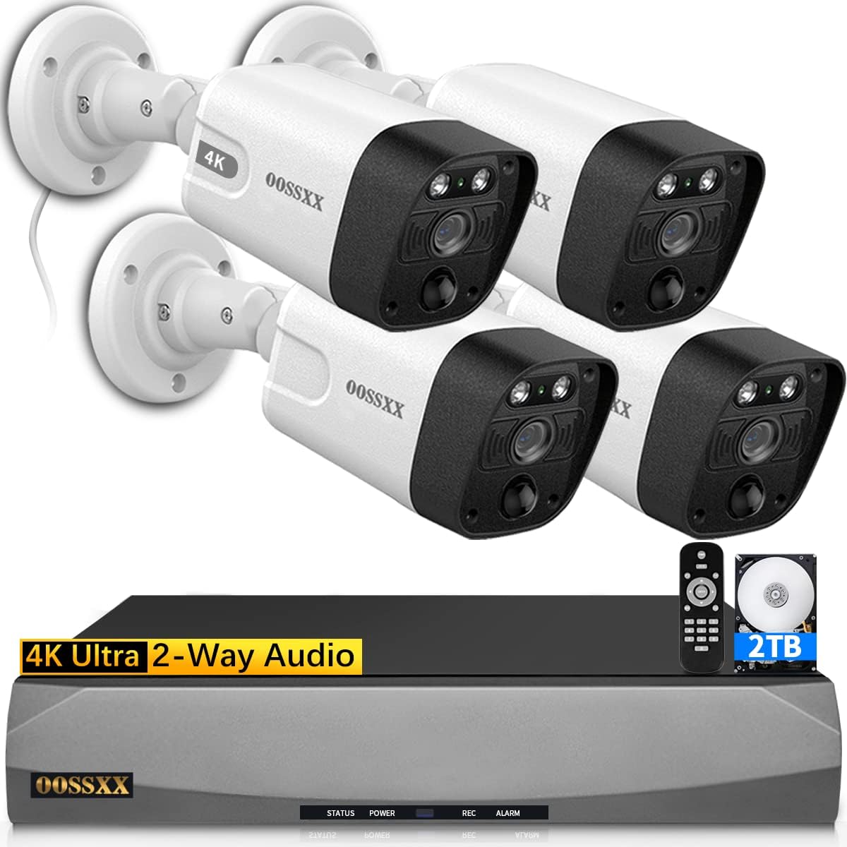 OOSSXX (4K/8.0 Megapixel & 130° Ultra Wide-Angle) 2-Way Audio PoE Outdoor Home S...