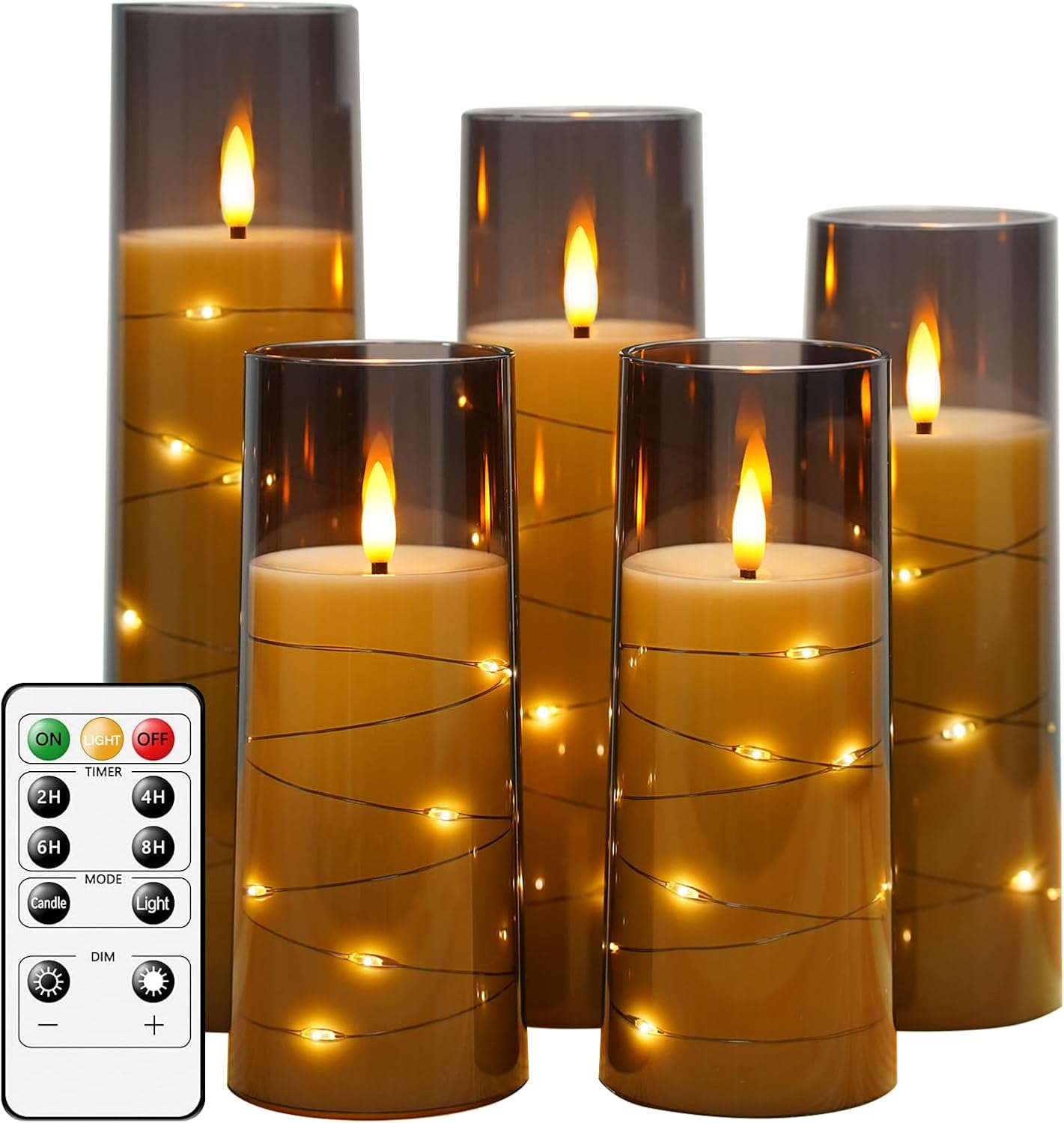 Flameless LED Candles with Timer 5 Pc Flickering Flameless Candles for Romantic...