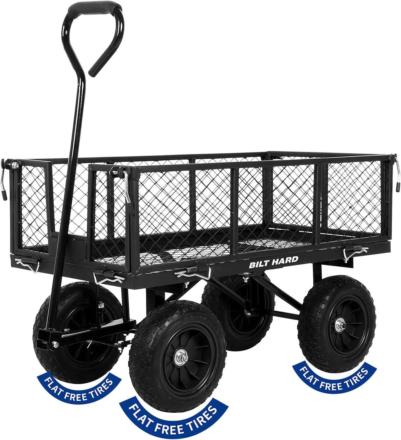 BILT HARD 400 lbs 10" Flat Free Tires Steel Garden Cart with 180° Rotating Handl...