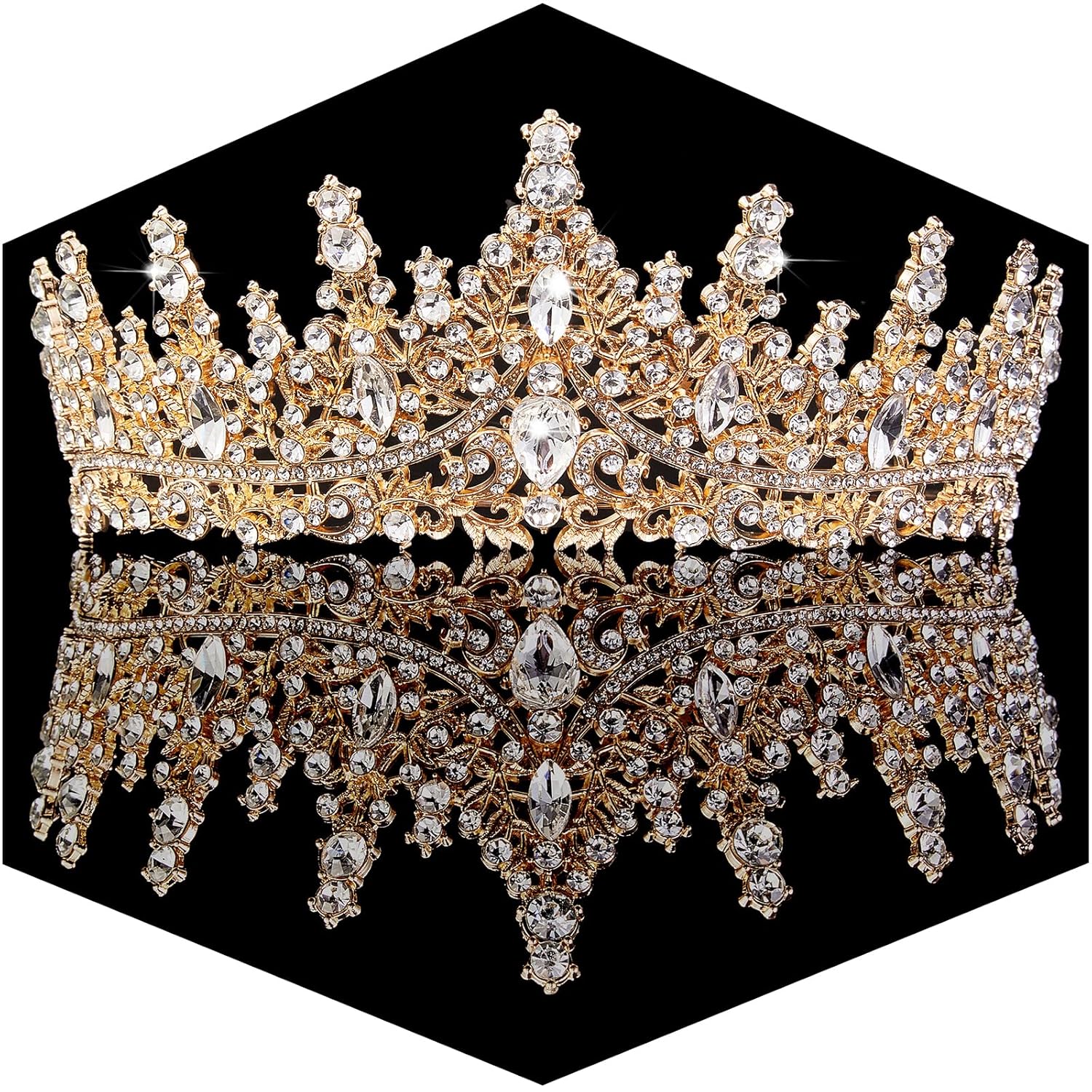 Gold Crown for Women Crystal Princess Tiaras Rhinestone Queen Crowns Wedding Bri...