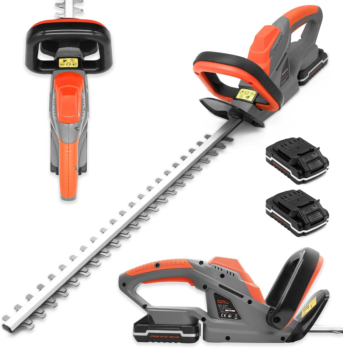 Terratek Cordless Hedge Trimmer 20V 1HR Fast Charge 51cm (510mm) Cutting Length,...