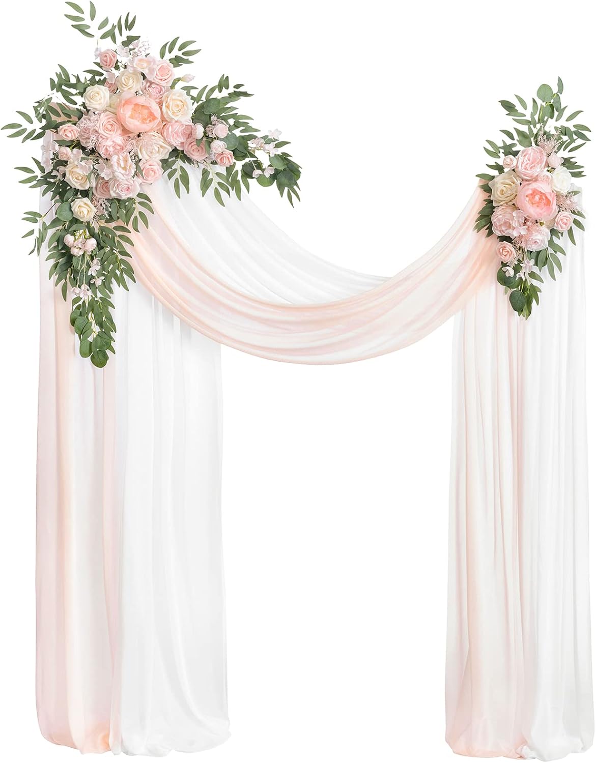 Ling's Moment Pink White Artificial Wedding Arch Flowers Kit Pack of 4, 2pcs Han...