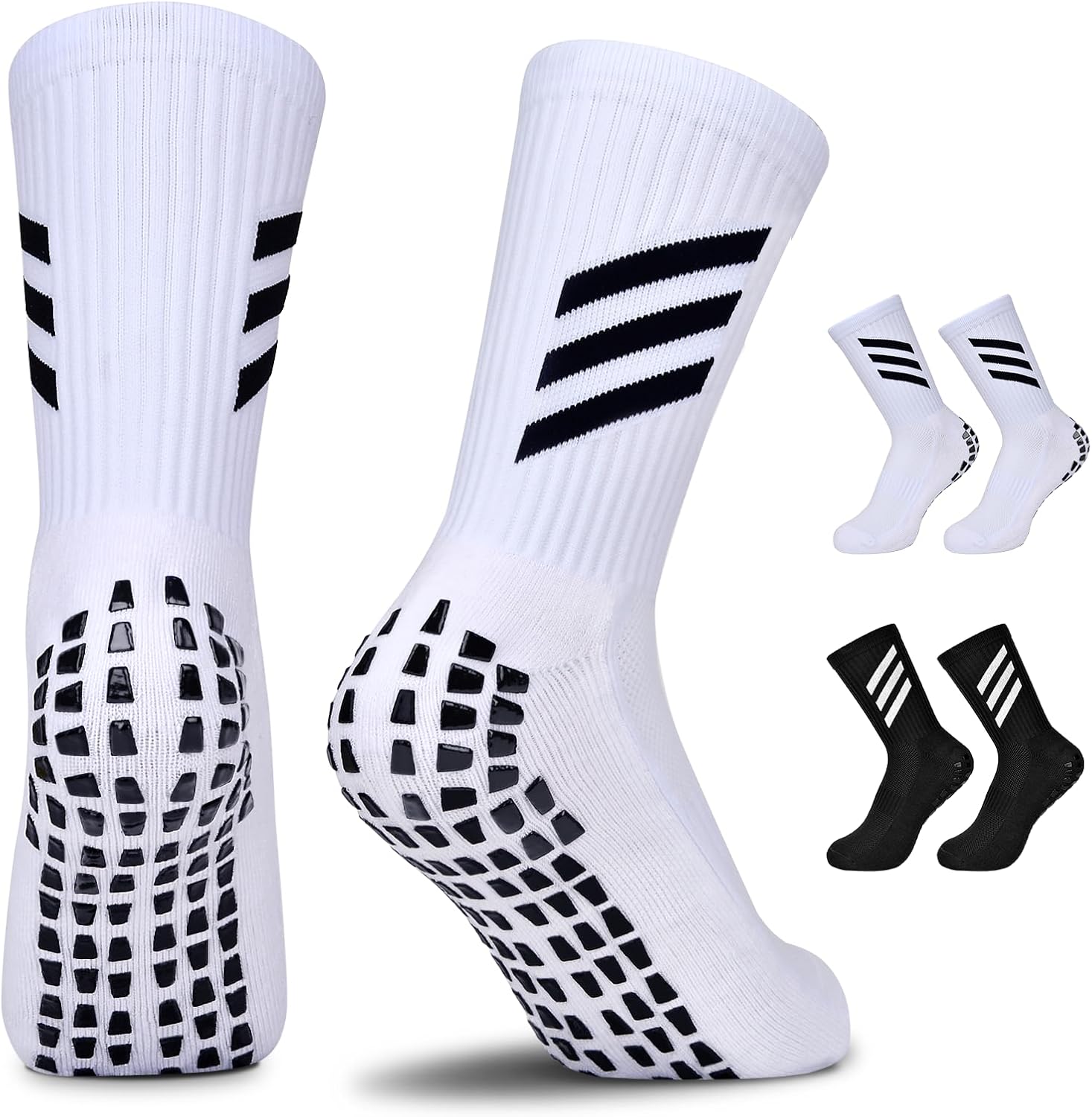 JUYANO 2/4 Pairs Kids Grip Socks Football Socks Boys Girls, Breathable Grip Sock...