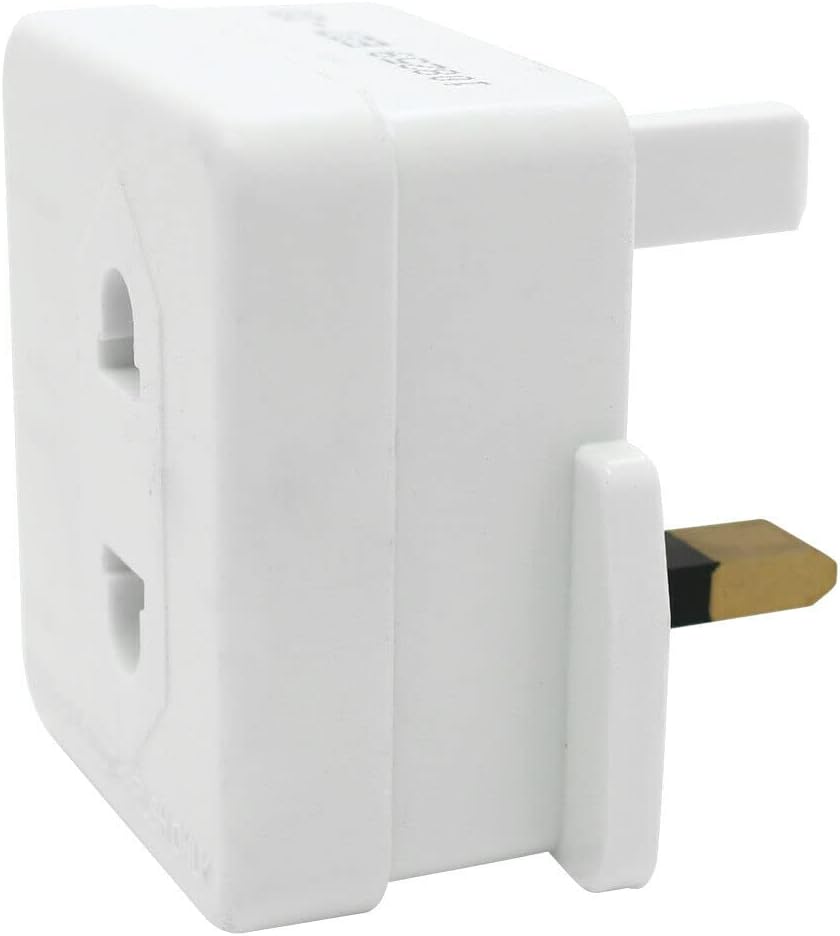 White UK 2 Pin To 3 Pin 1A Fuse Adaptor Plug For Shaver/Toothbrush by Sojon Ltd