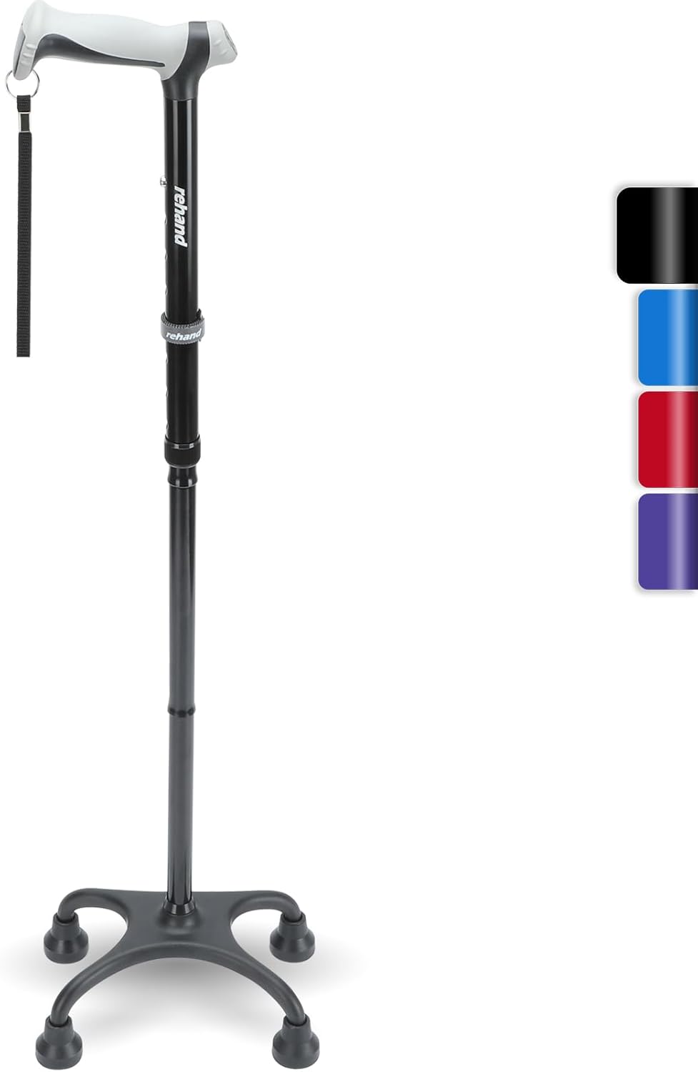 Rehand Quad Cane, Walking Cane with Ergonomic Handle Ever and Graceful 4-Pronged...