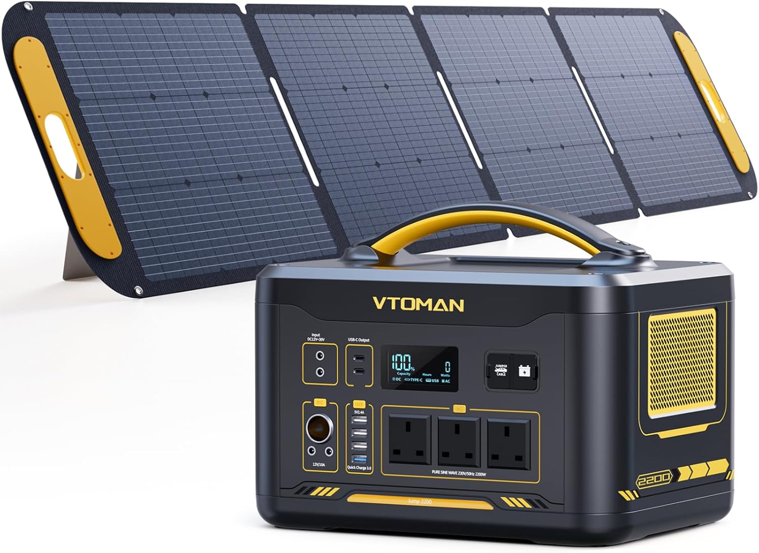 VTOMAN Jump 2200 Portable Power Station with 220W Solar Panel - 2200W/1548Wh LiF...
