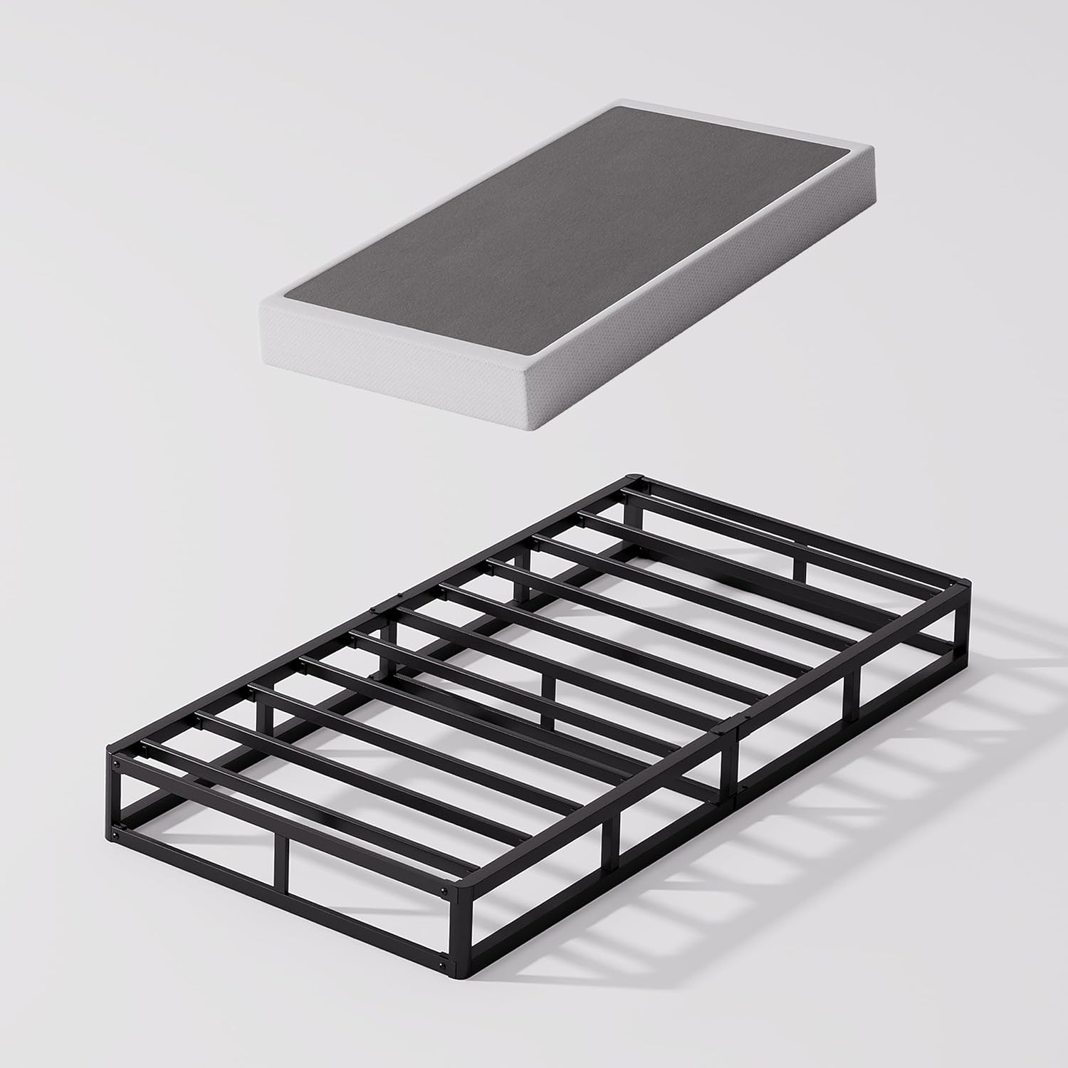 Twin Size Box Spring and Cover Set, 9 Inch High Profile Metal BoxSpring, Heavy D...