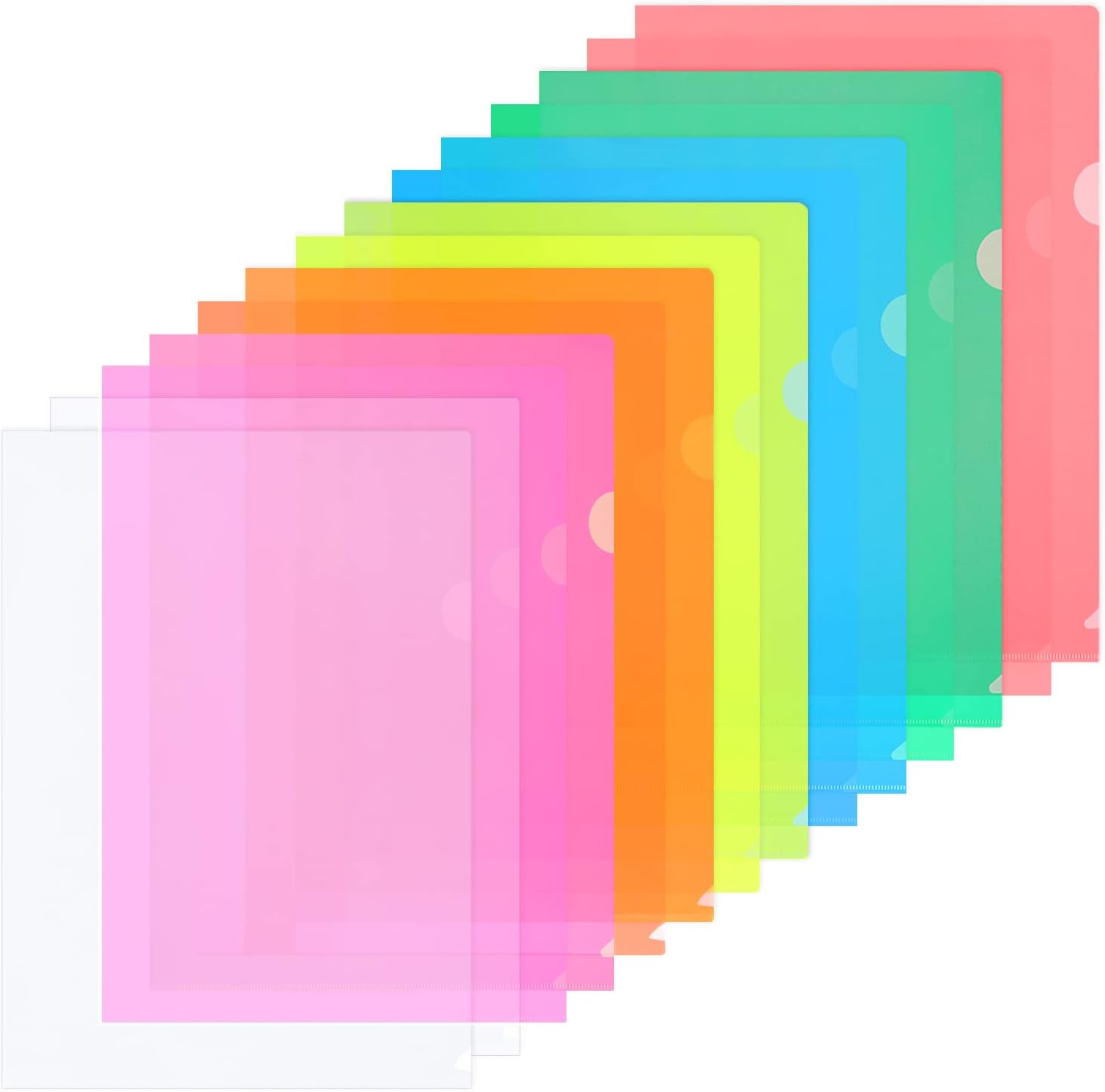 ZCZN A4 Plastic Folders, 14pcs Plastic Sleeves A4 Cut Flush Folders Open Top & S...