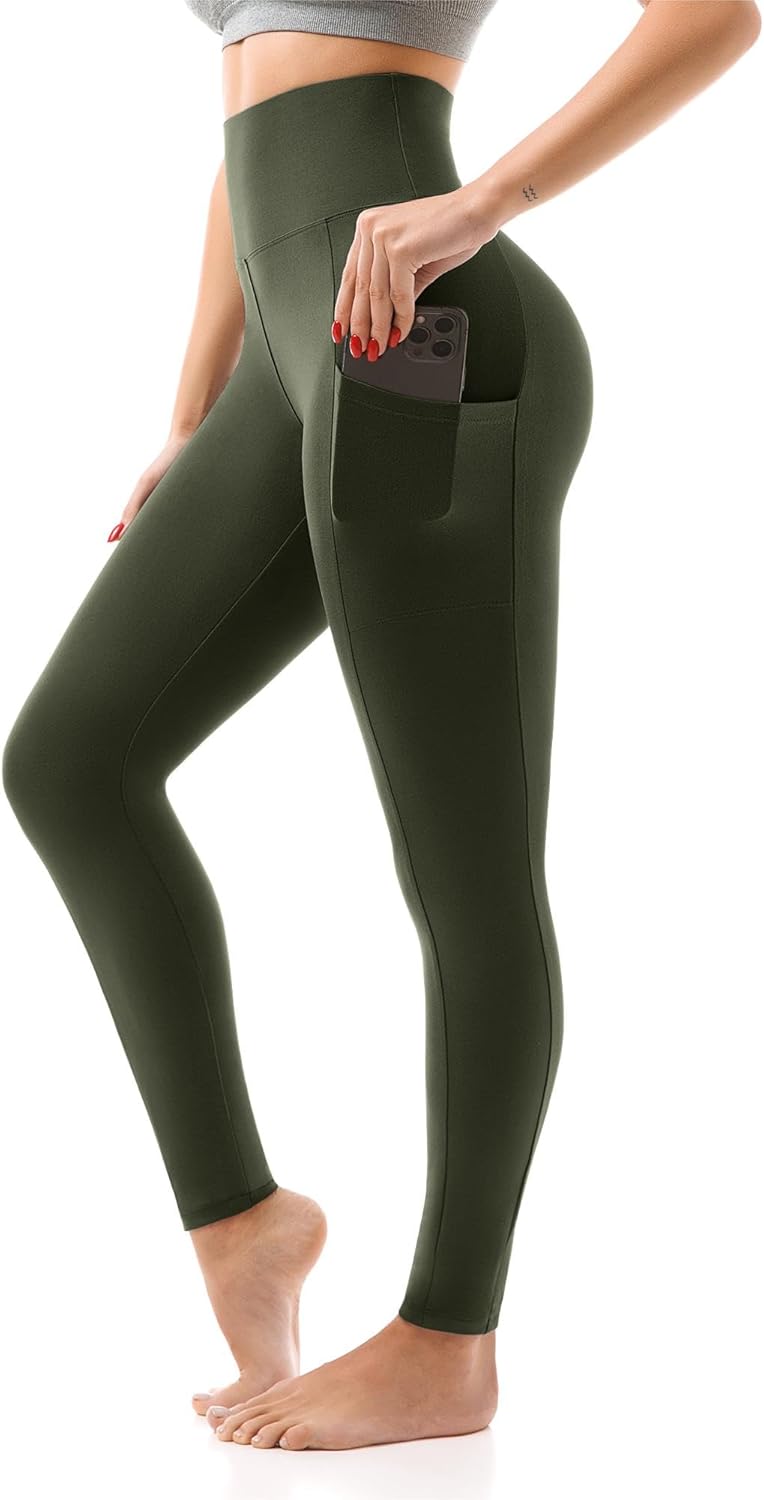 SINOPHANT High Waisted Leggings with Pockets Women, Buttery Soft Elastic Tummy C...