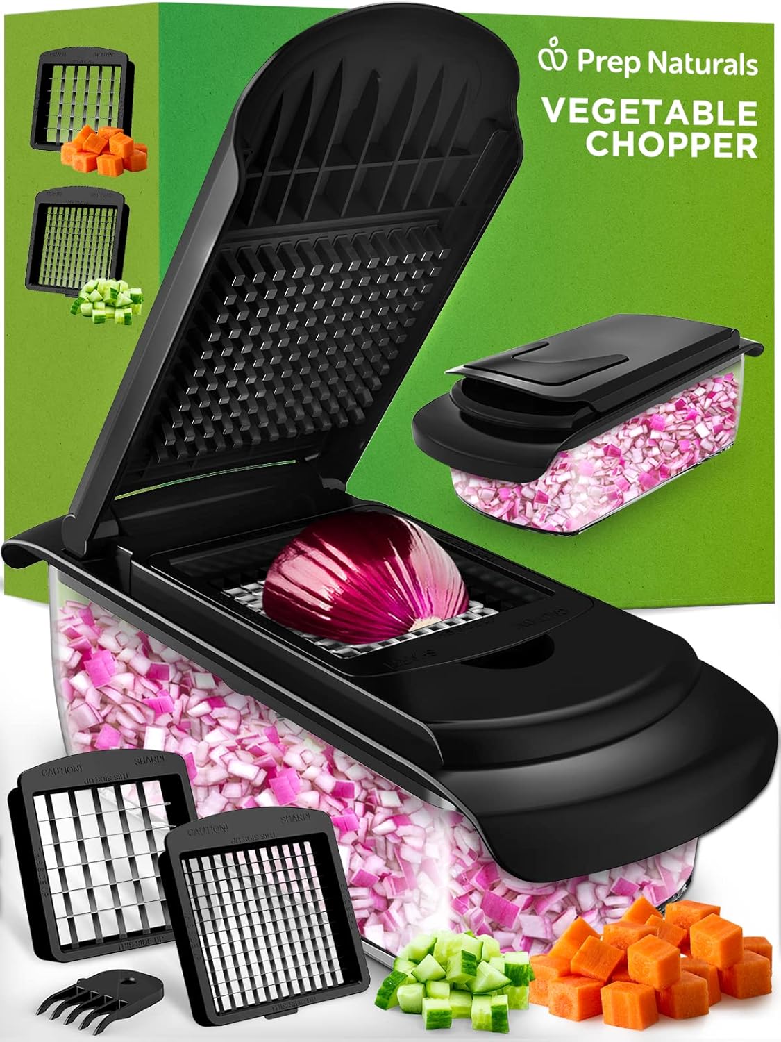 2-in-1 Vegetable Chopper & Cutter - Manual Food Chopper - Veg Veggie Onion Dicer...