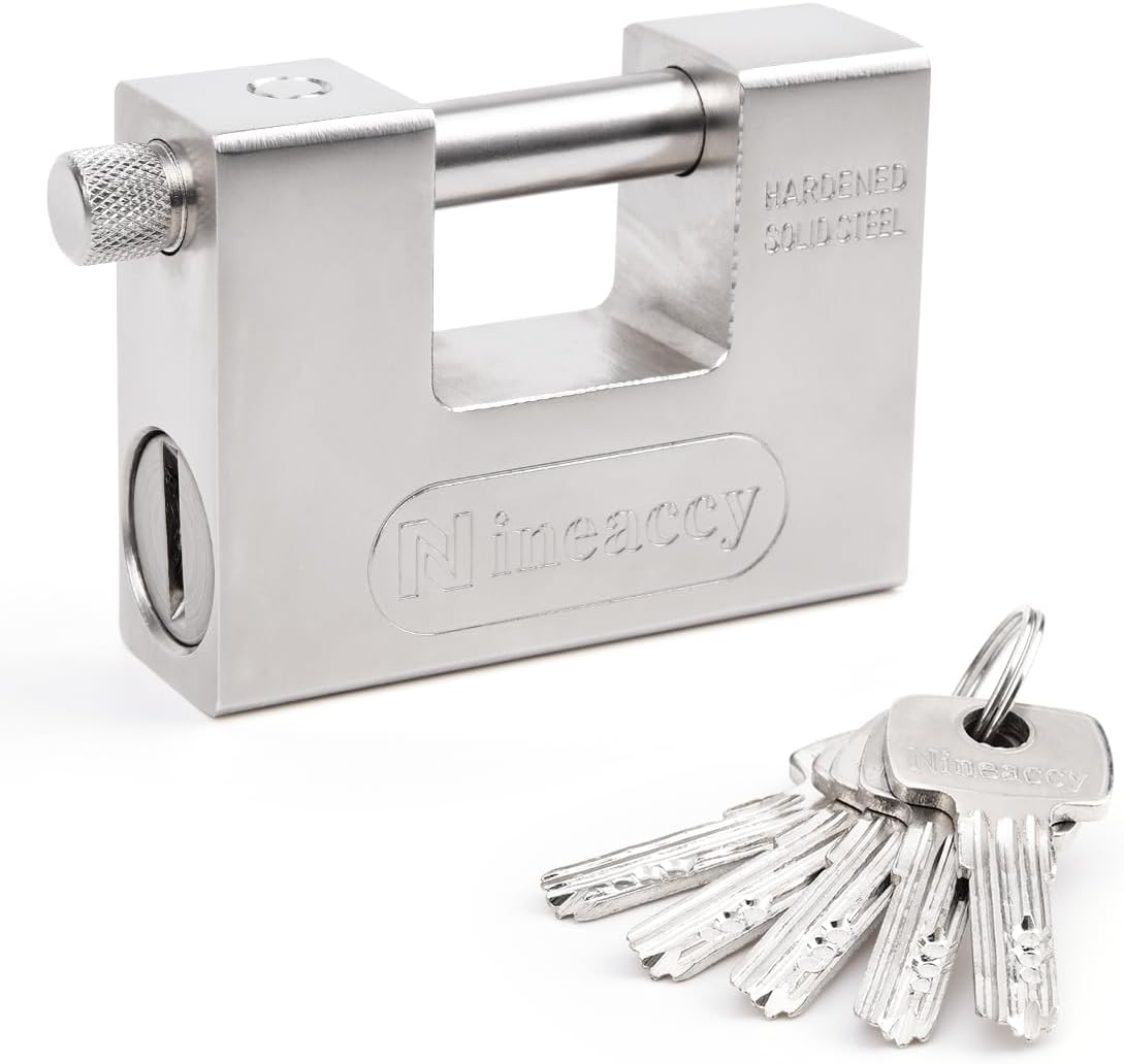 Nineaccy 5 Keys Super Heavy Duty Padlock Lock for Garage Warehouse Shipping Cont...