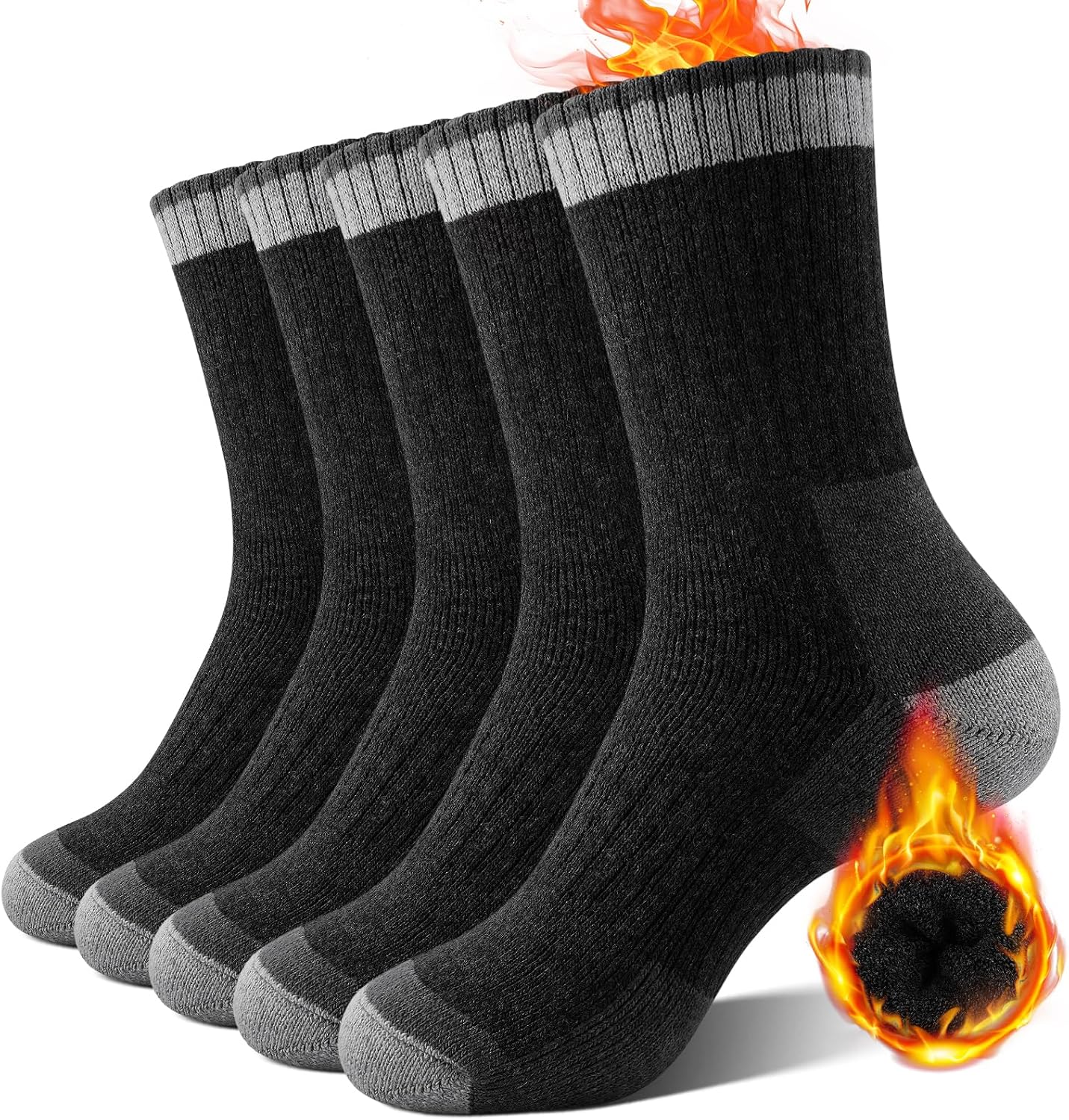 YUTYTH 5 Pairs Merino Wool Socks Mens, Winter Thick Thermal Wool Socks, Cosy War...
