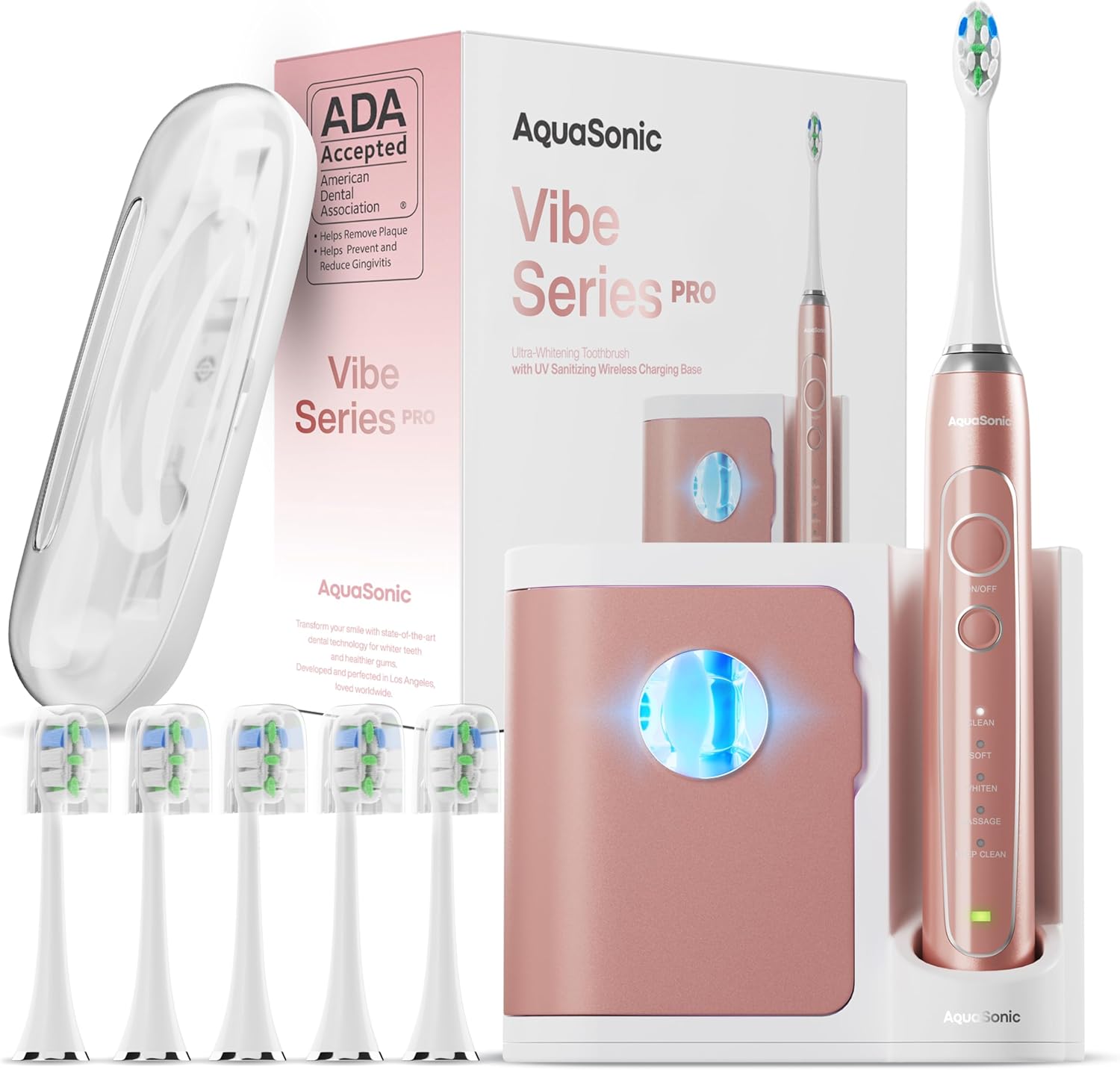 Aquasonic Vibe Series PRO – Ultra-Whitening Electric Toothbrush – 5 Modes & Smar...