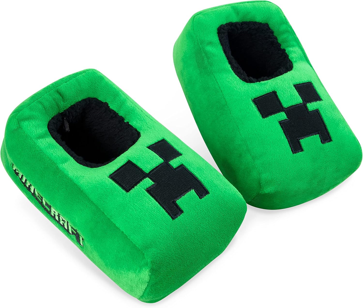 Minecraft Boys Slippers, Cosy Creeper Indoor House Shoes - Gamer Gifts for Boys...