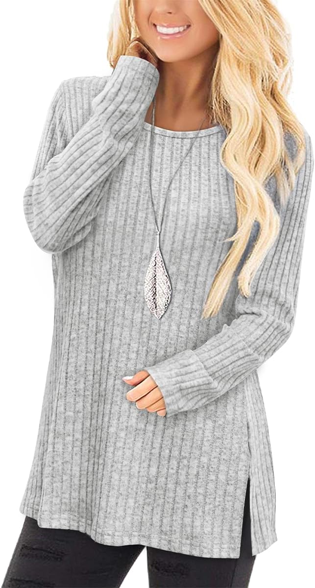 Jescakoo Womans Sweaters Long Sleeve Tunic Tops to Wear with Leggings Grey S A-l...