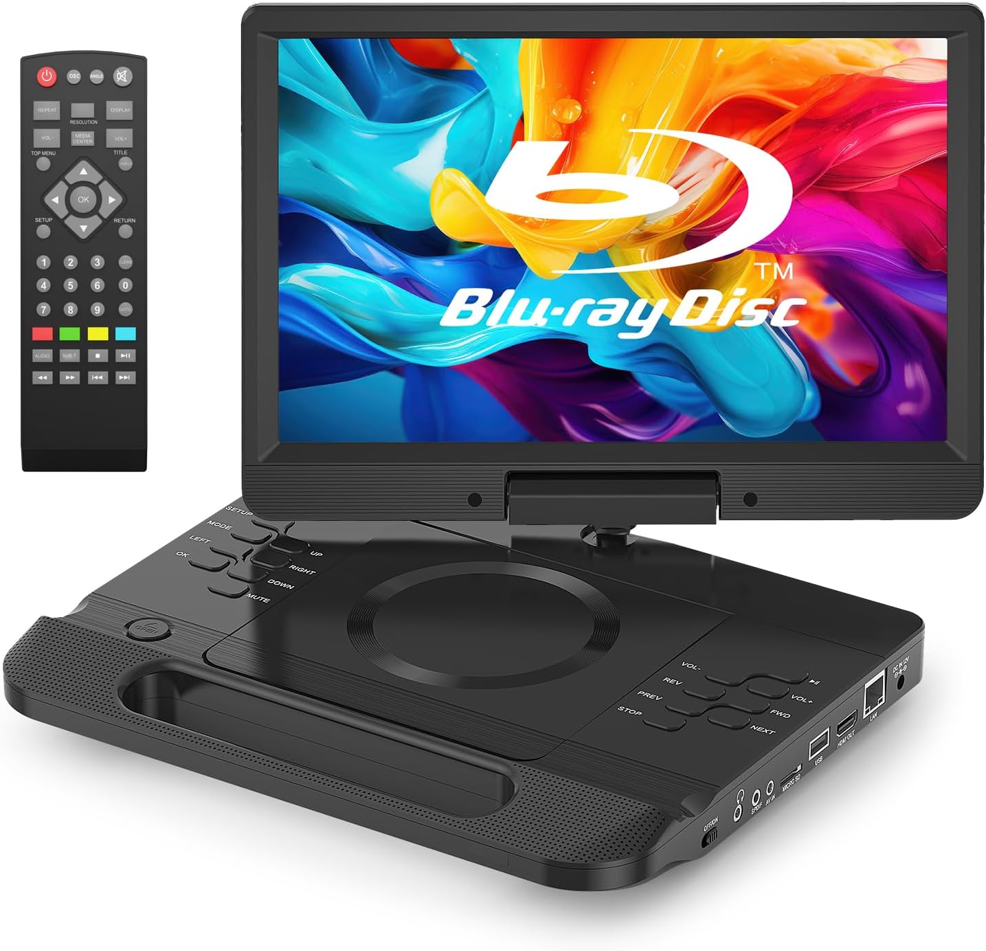 FANGOR 13.3 Inch Portable Bluray DVD Player with 12 Inch HD Swivel Screen, 5 Hou...