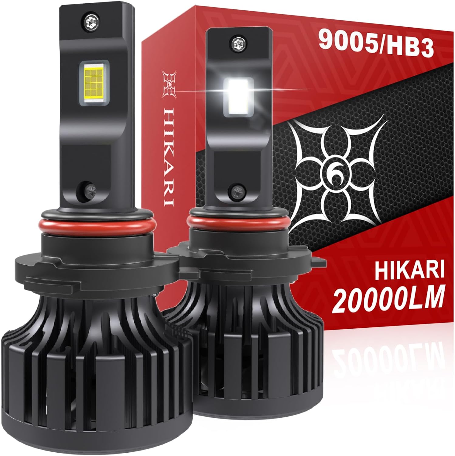 Hikari 2025 20000LM 9005 HB3 LED Bulbs, 45W Upgraded Core-12 LED, High Lumens LE...