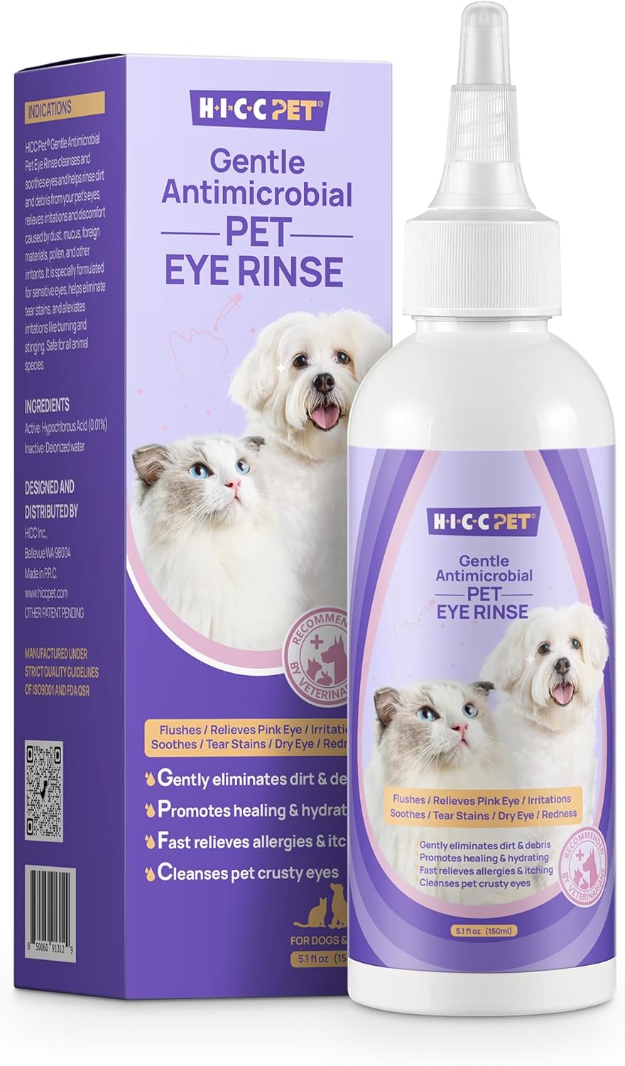 HICC PET Dog Eye Drops 5.1 fl oz Eye Drops for Dogs and Cats Vet-Recommended Dog...
