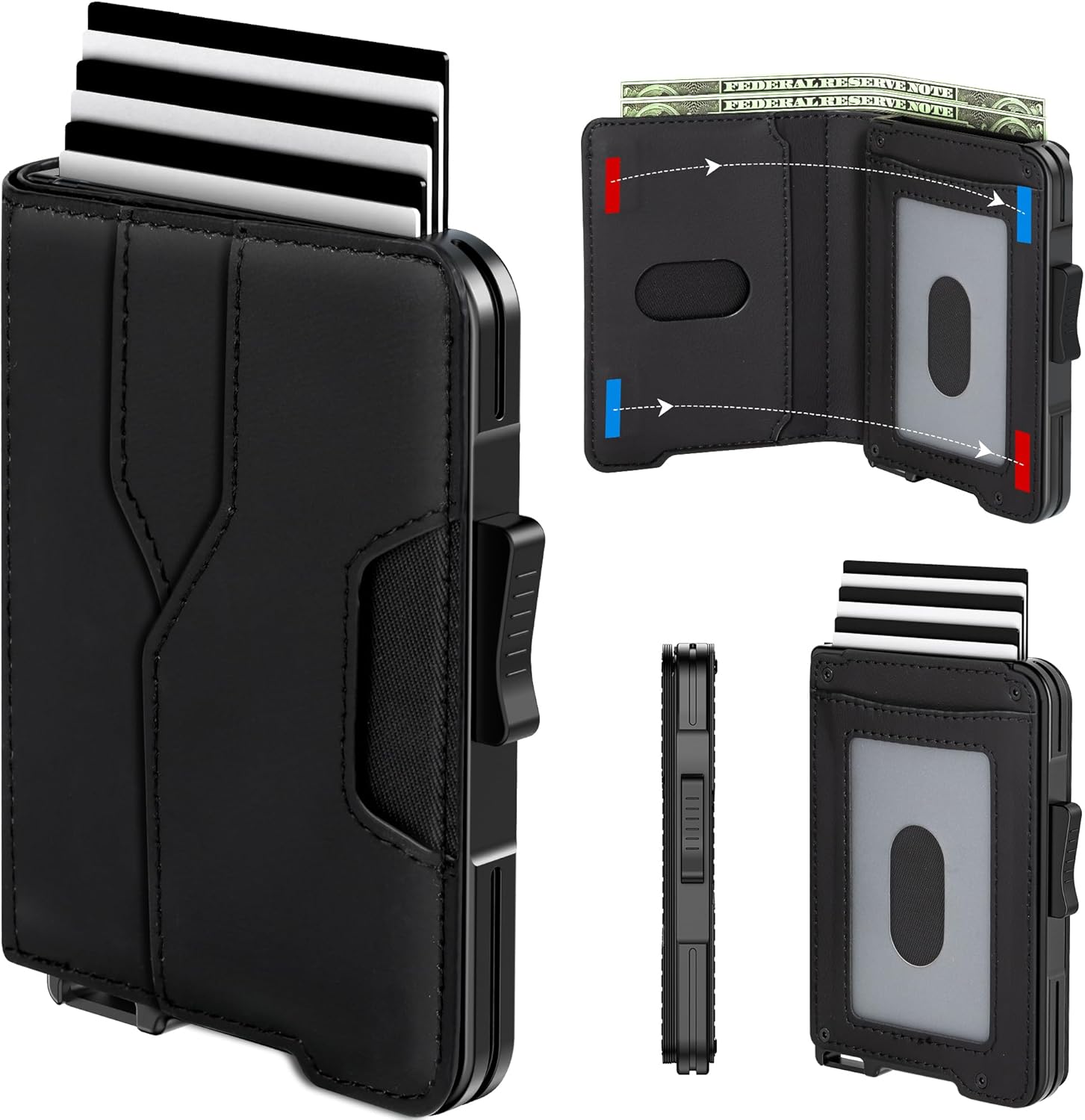 Wallet for Men - Pop Up Case, Cash Slot, and Credit Card Wallet - Slim Minimalis...