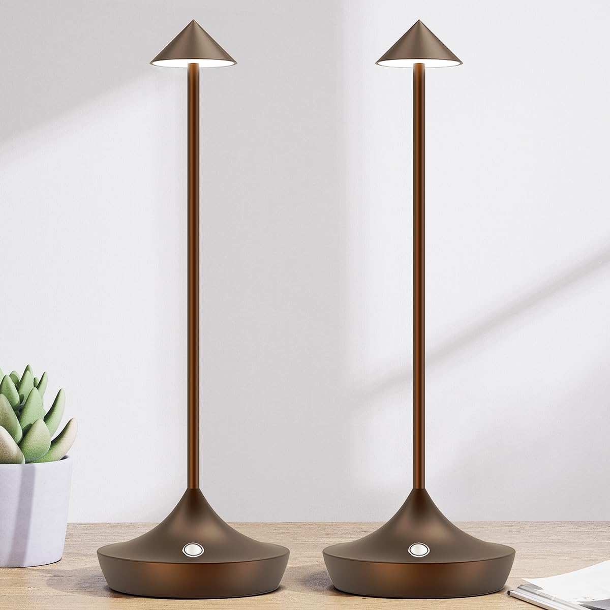Hapfish Battery Operated Table Lamps for Living Room Set of 2, Rechargeable Cord...