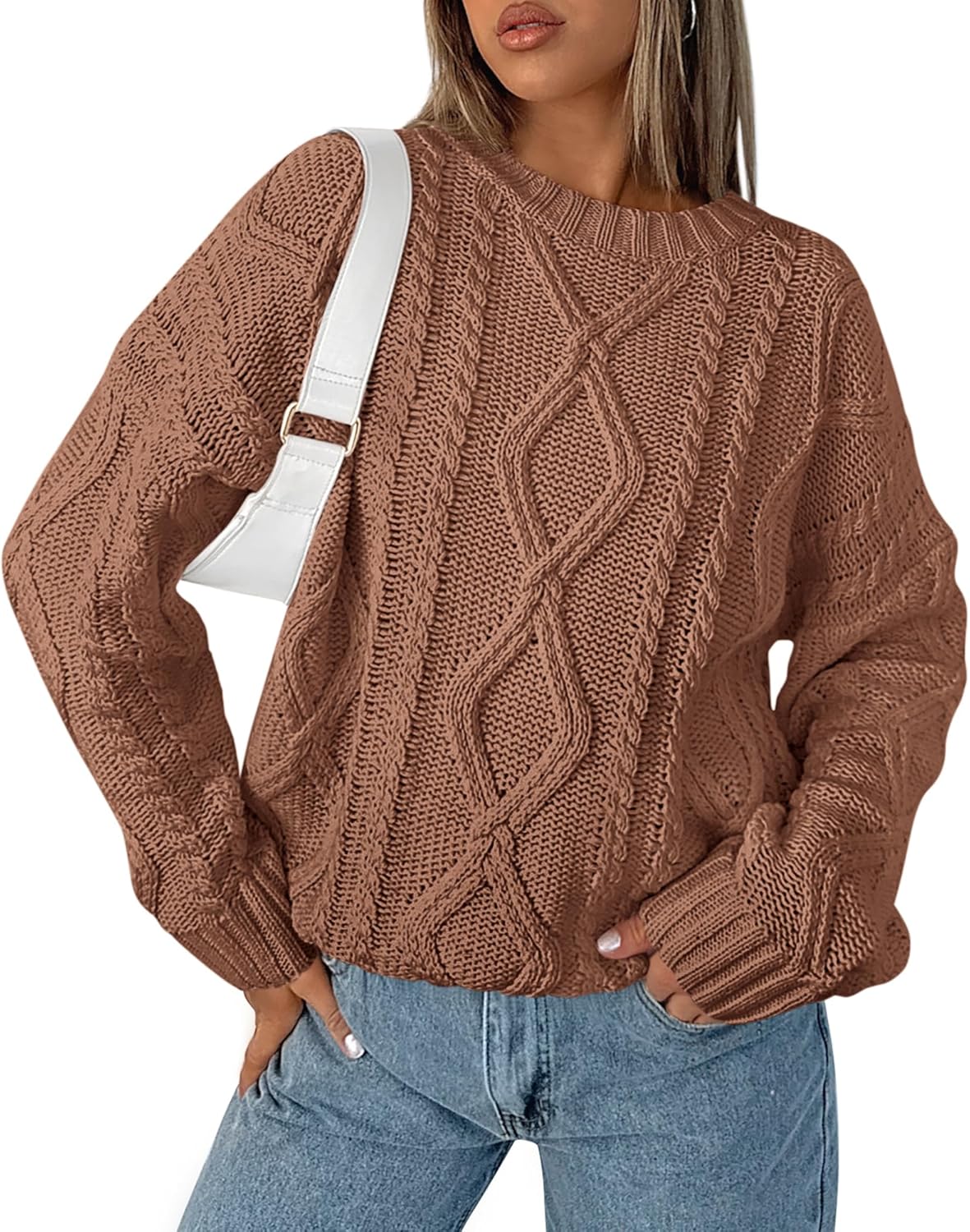 BTFBM Casual Women Long Sleeve Sweater 2025 Fall Ribbed Knit Pullover Loose Crew...