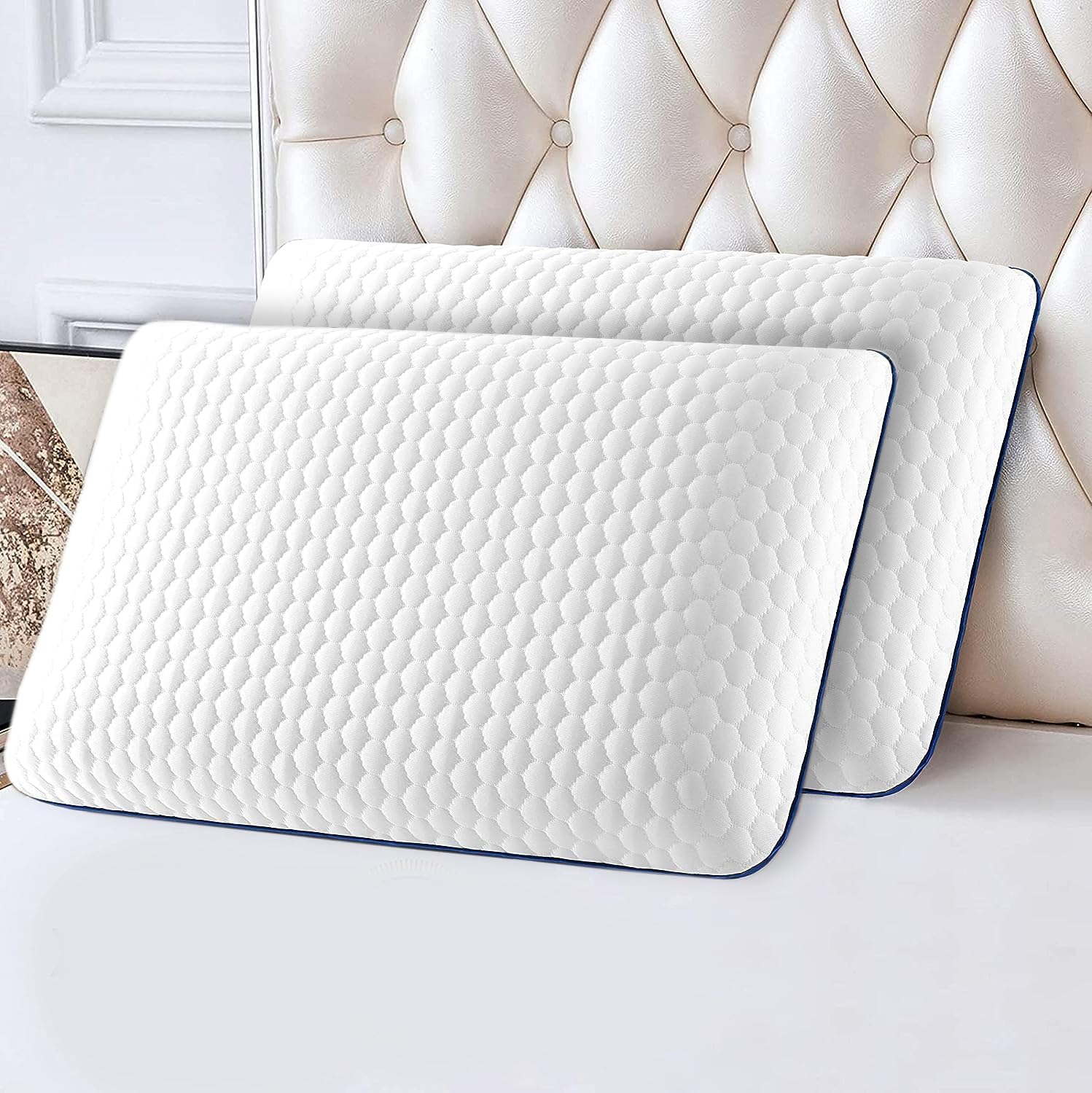 Bedbric Memory Foam Pillow 2 Pack - Cooling Gel Infused Orthopedic Pillow for Ne...