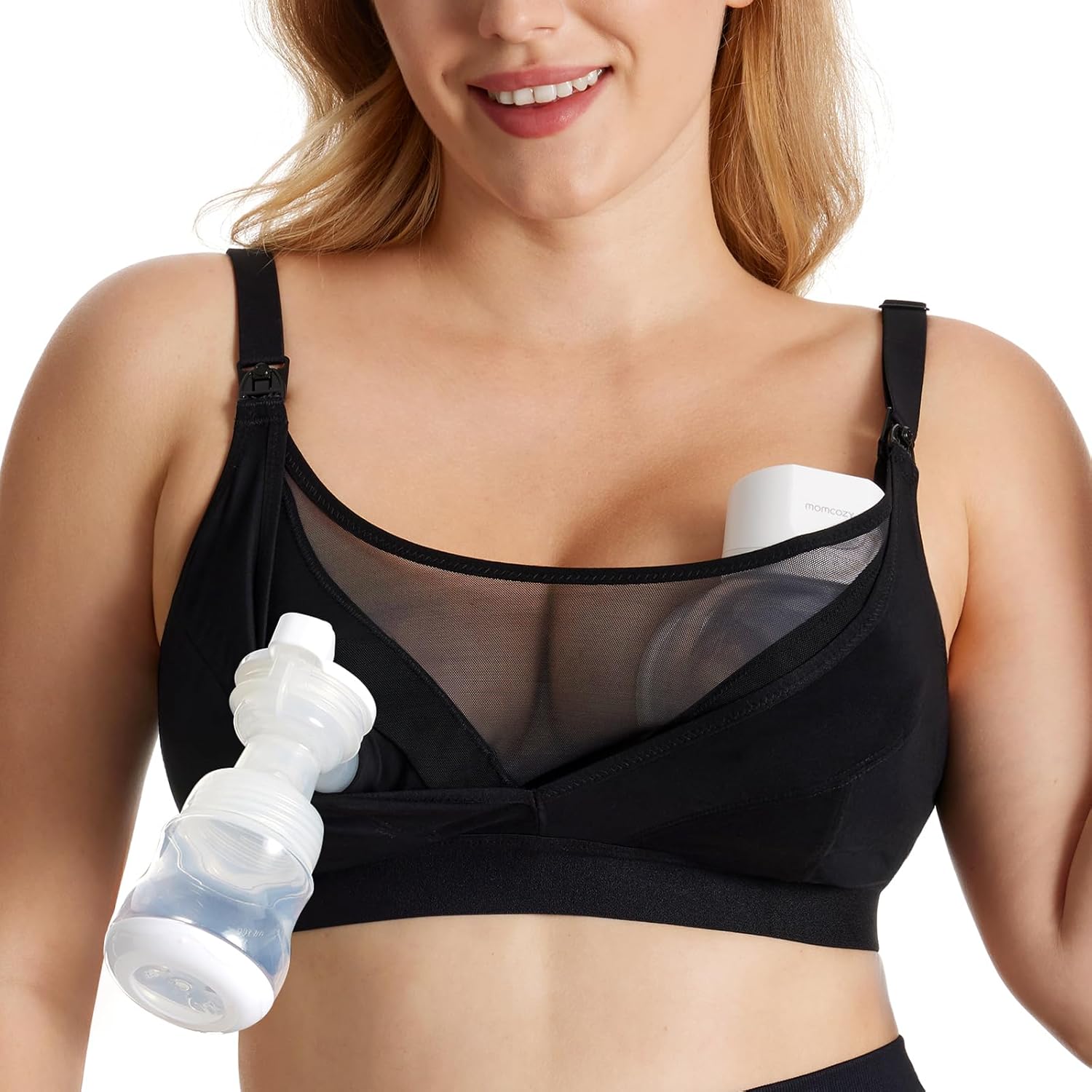 Momcozy Mesh Support Pumping Bra Hands Free Suitable for 36C-44G, HF018 Comforta...
