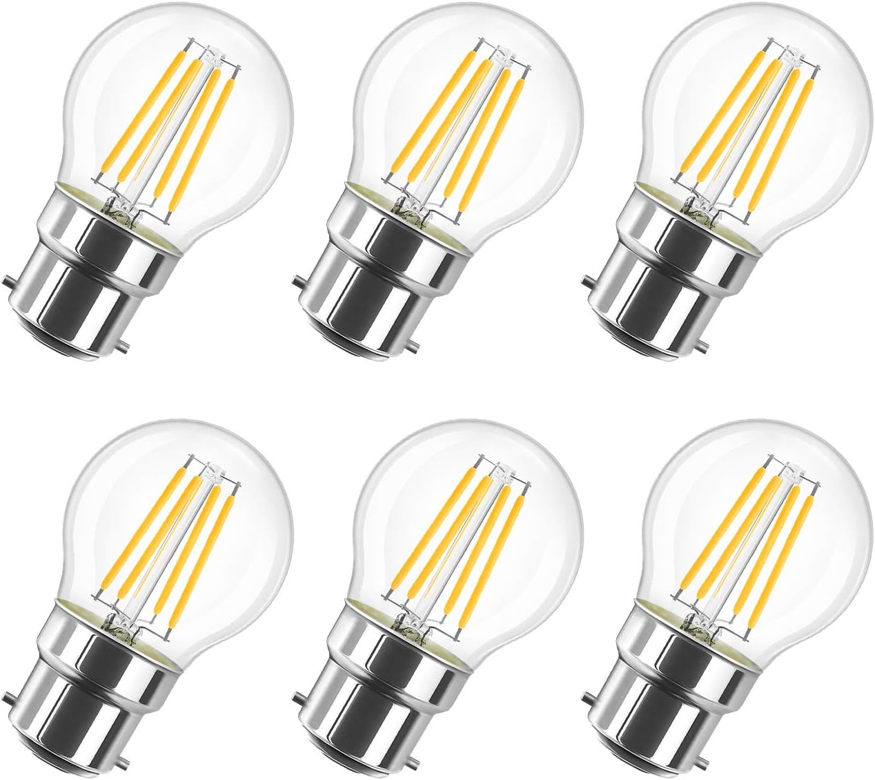 LVWIT B22 Golf Ball LED Filament Bulb,4W Min Bayonet Golf Ball Bulb 40W Incandes...
