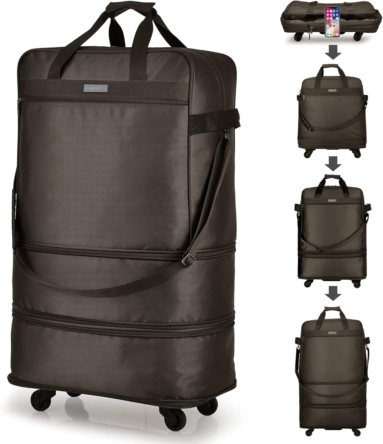 Hanke Suitcases with Wheels Expandable Foldable Luggage Bag Suitcase Collapsible...