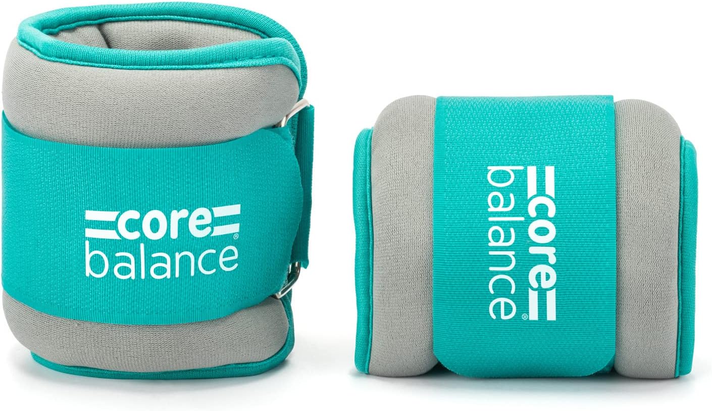 Core Balance Teal Ankle and Wrist Weights Adjustable Strap Neoprene Fabric Set O...