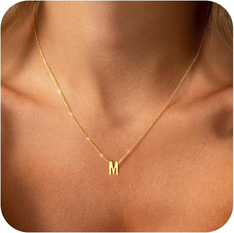 Valentines Day Gifts Initial Necklace for Women Girls Kids - Dainty 18K Gold Pla...