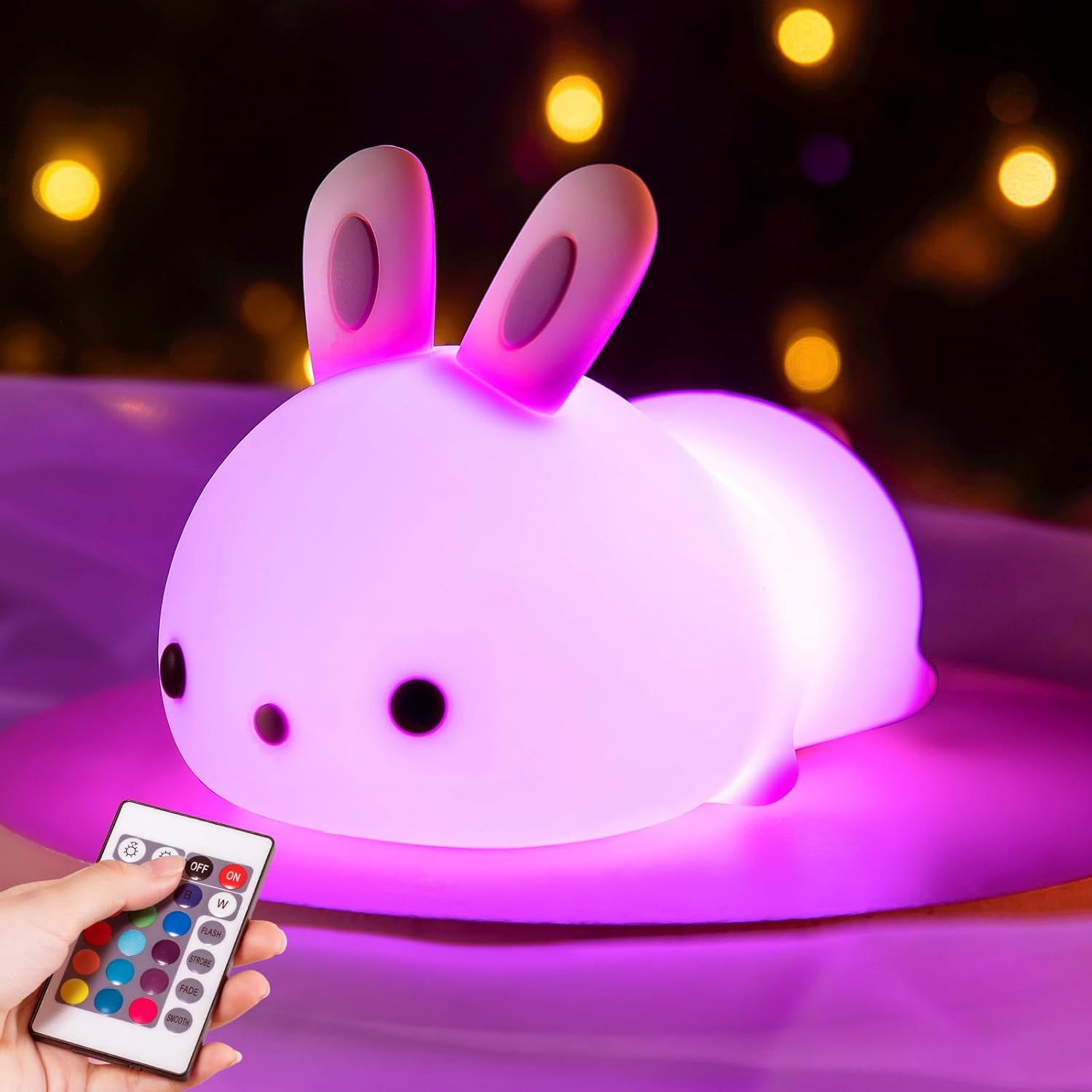 One Fire Bunny Night Light Kids【16 Colors Remote】 Kids Night Light Bedroom, 5...